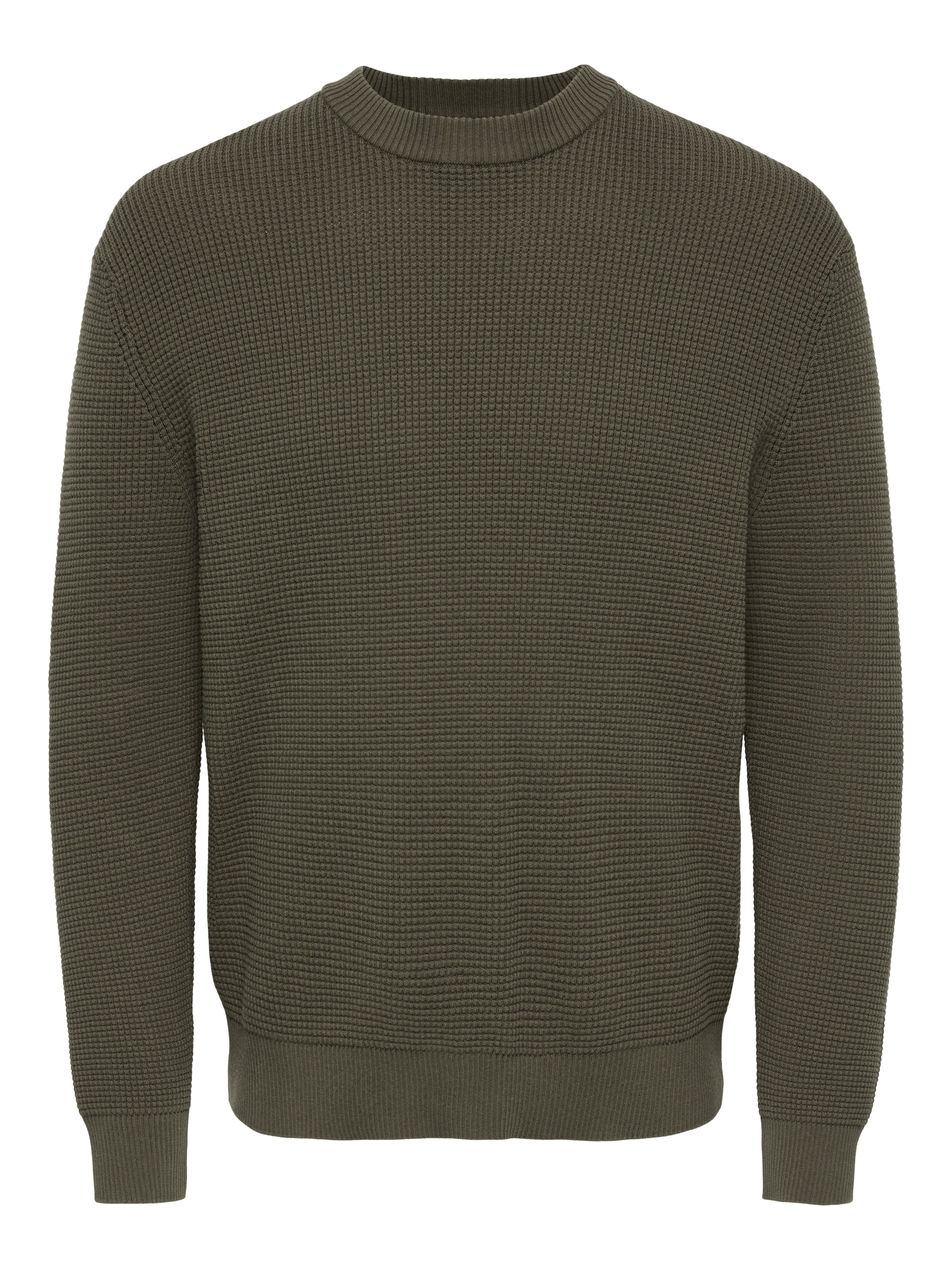 ONLY & SONS Pull à col rond »ONSMARIUS LS WAFFLE CREW REG OTL« Baumwollmischung, regular fit