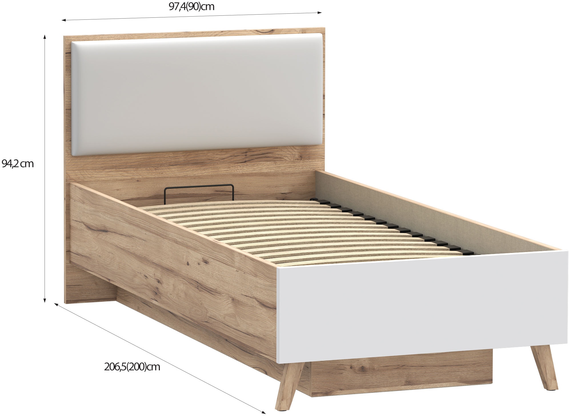 FORTE Stauraumbett »Vankka viel Stauraum, skandinavisches Design, Made in Europe« aufklappbarer Lattenrost, weitere Produkte zur Serie erhältlich