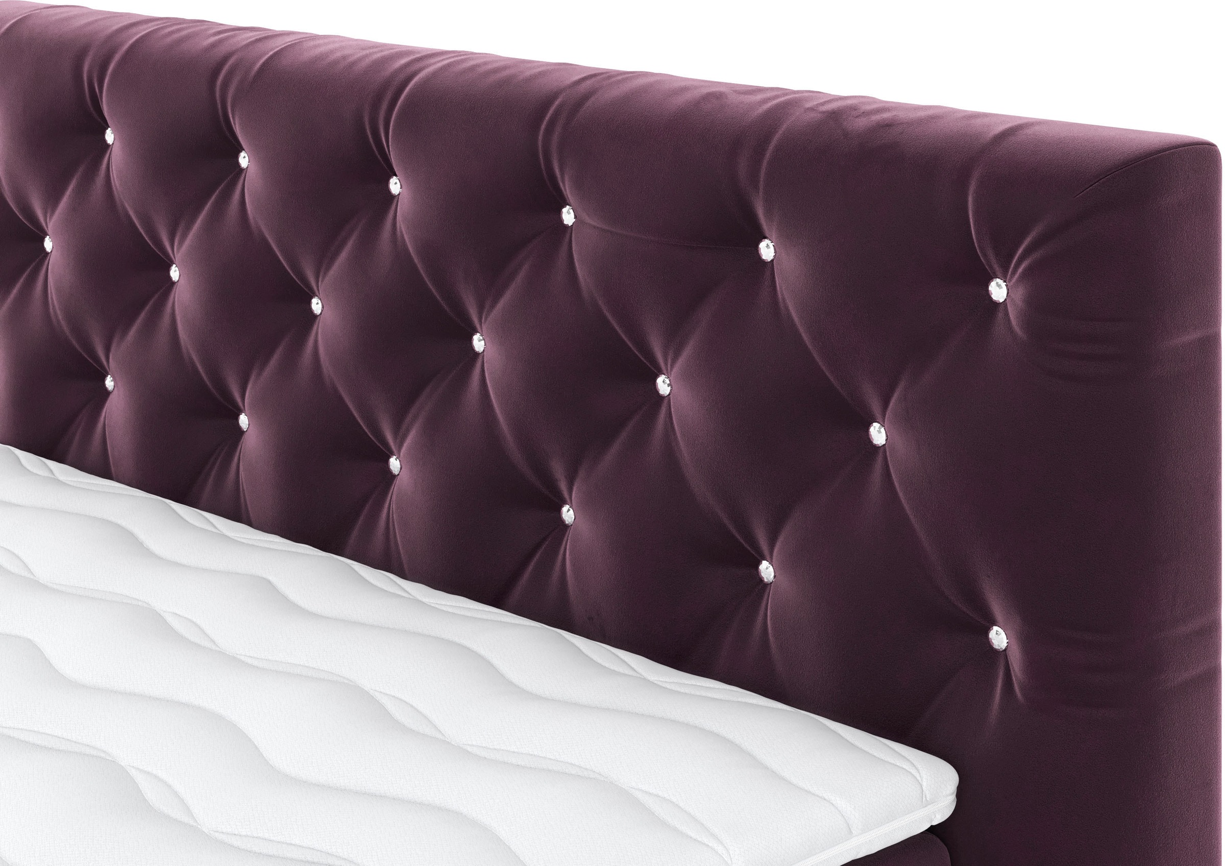 COTTA Boxspringbett »Castle«, mit Strasssteinen im Kopfteil, inkl. Topper