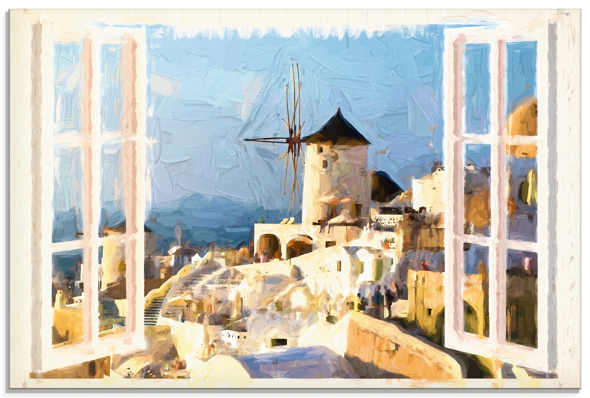 Image of Artland Glasbild »Blick durch das Fenster auf Santorin«, Fensterblick, (1 St.) bei Ackermann Versand Schweiz