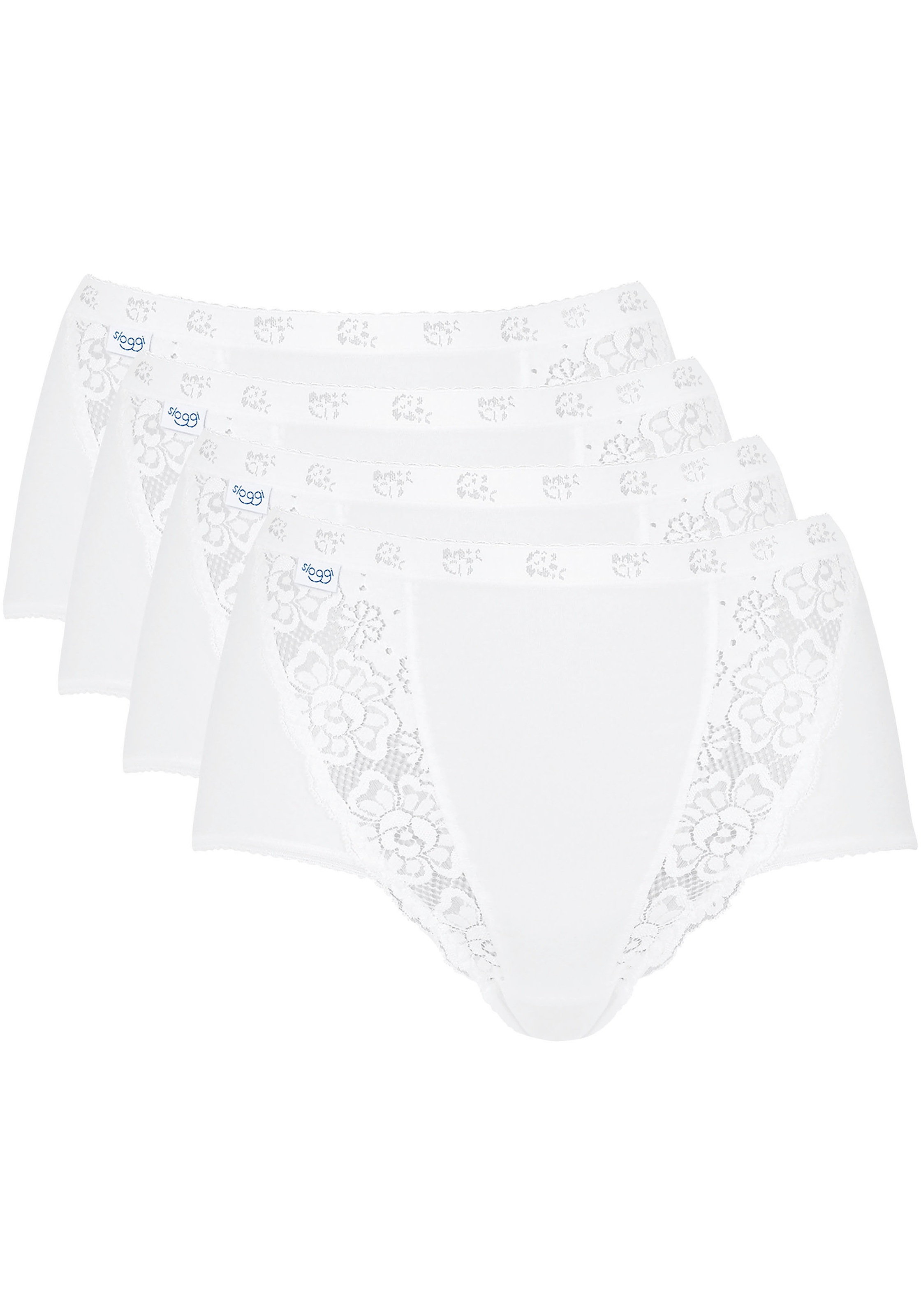 sloggi Maxislip »Chic« 4er Pack, elastische Spitzeneinsätze, feminin, Baumwollmix, elastisch