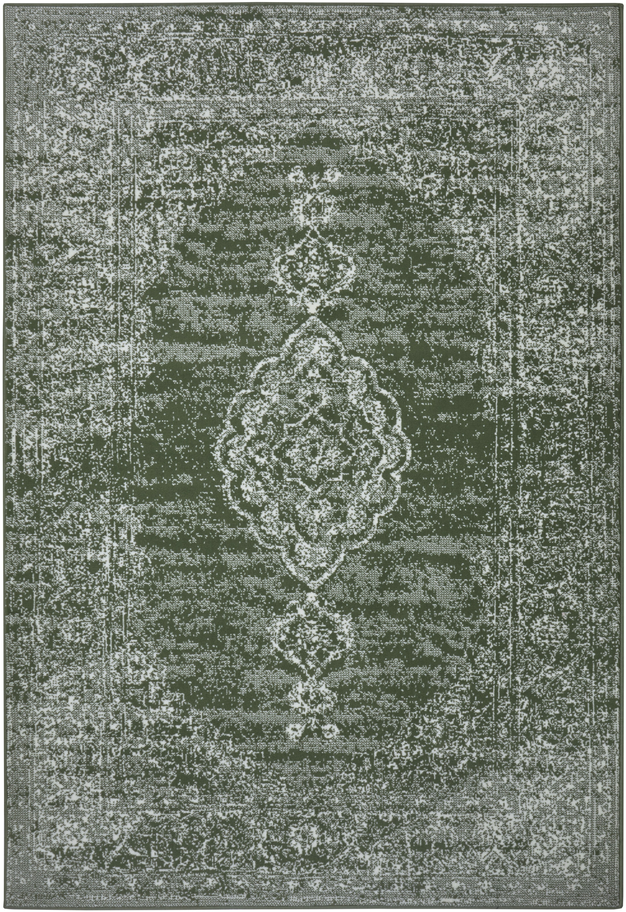 THE RUGS Velours Meridional Vintage Oriental Green Living Room Rug | Size: 80cm x 150cm