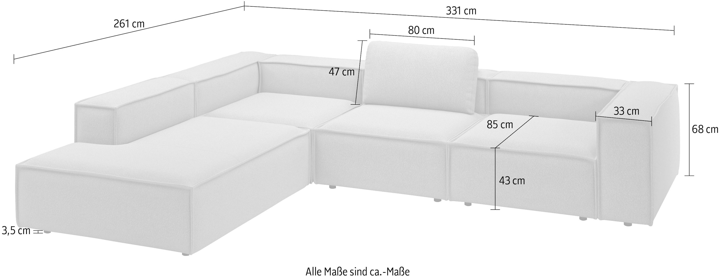 Home affaire Ecksofa »Watertown moderne L-Form« Breite 311 cm