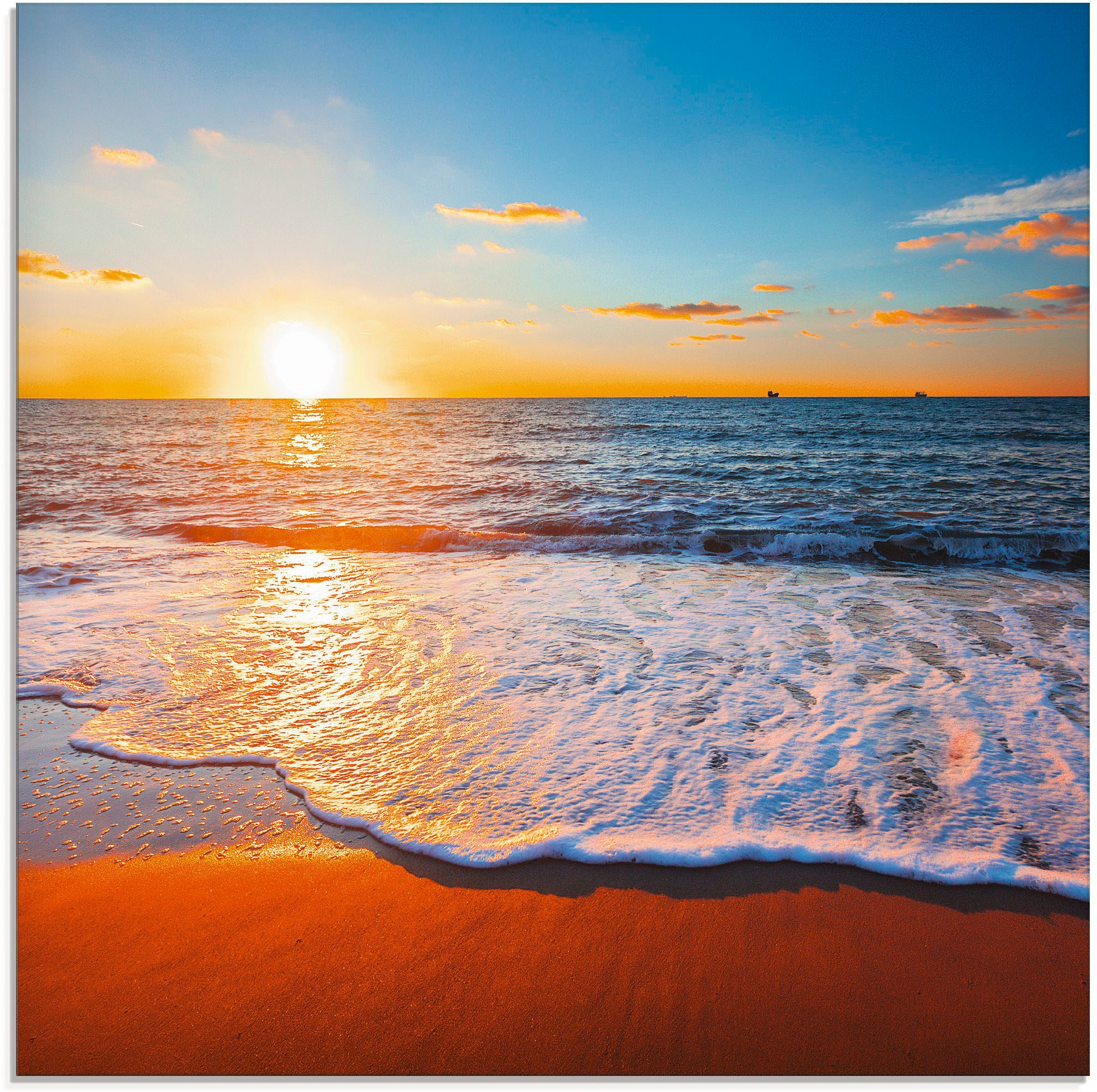Image of Artland Glasbild "Sonnenuntergang und das Meer" Strand 1 Stk. tlg. in verschiedenen Grössen