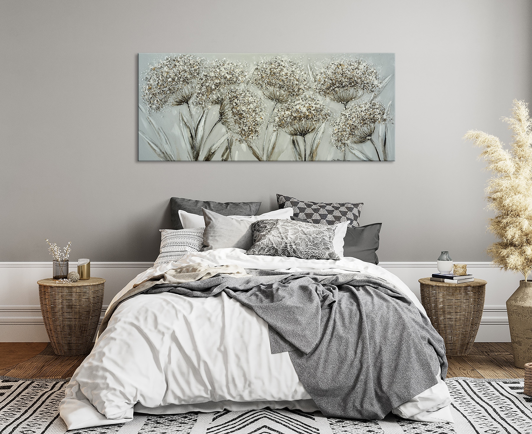 Bönninghoff Ölgemälde »handarbeit PUSTEBLUMEN XXL 60x140 cm – Wandbild Kunst Deko« Blumen | Blumenbilder | Natur handgefertigt, jedes Bild ein Unikat