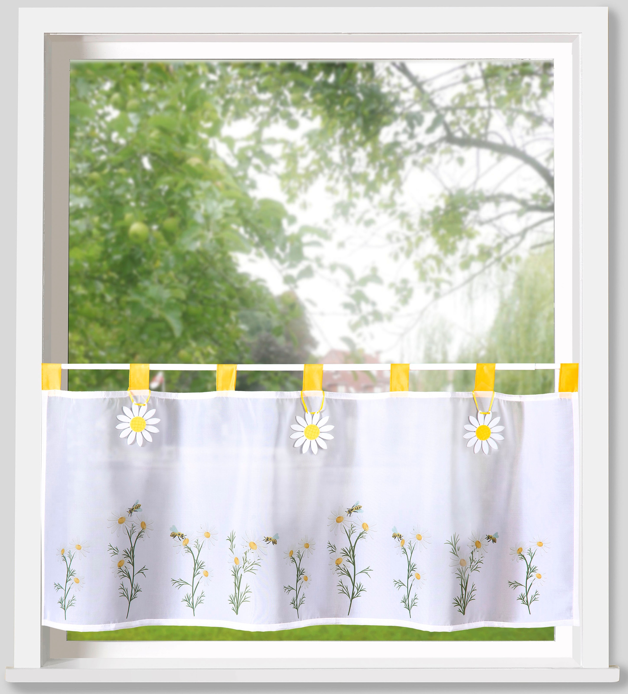 Weckbrodt Scheibengardine »Madita«, (1 St.), Bistro, Voile, floral, bedruckt, HxB 45x120cm, Gardine, Store