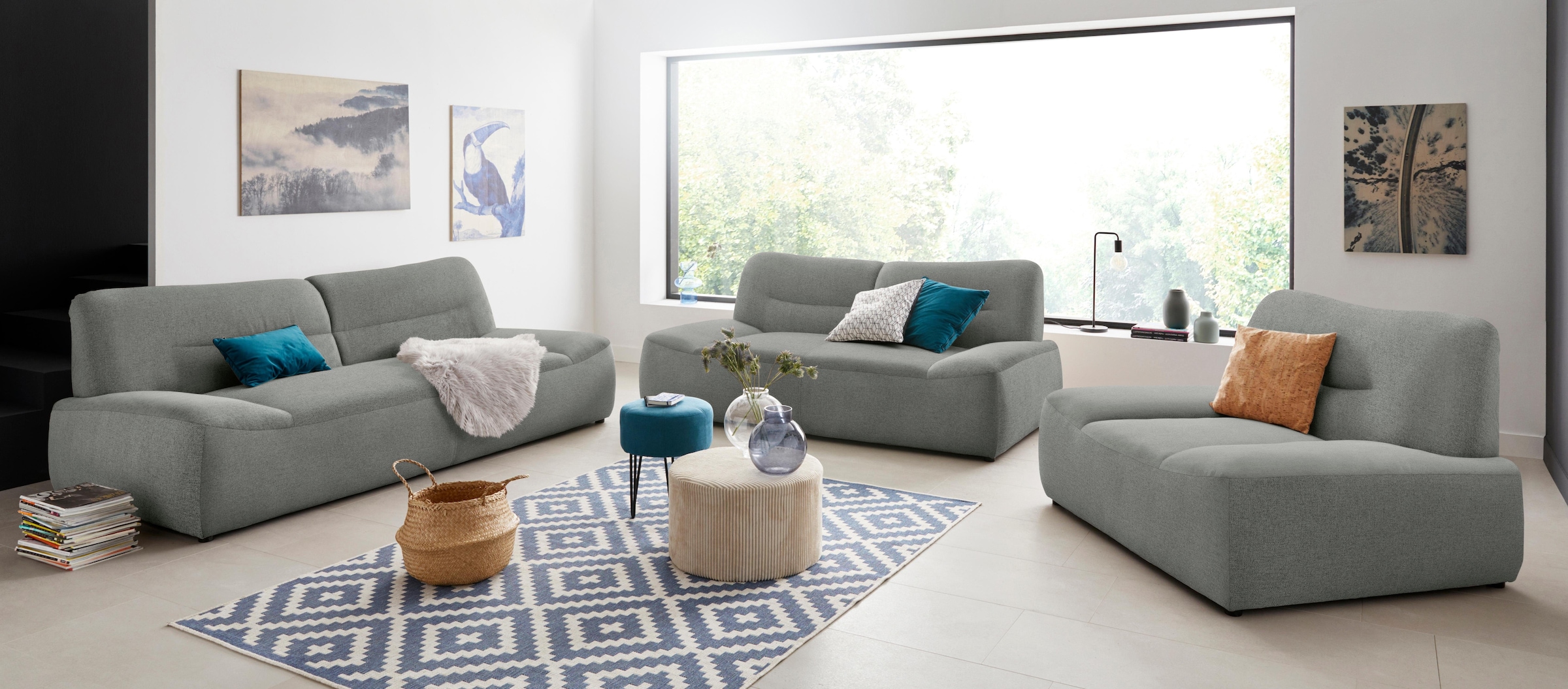 DOMO collection 2,5-places »Cesena modern, elegant und zeitlos, komfortabel, flache Armlehnen« fester Sitzkomfort