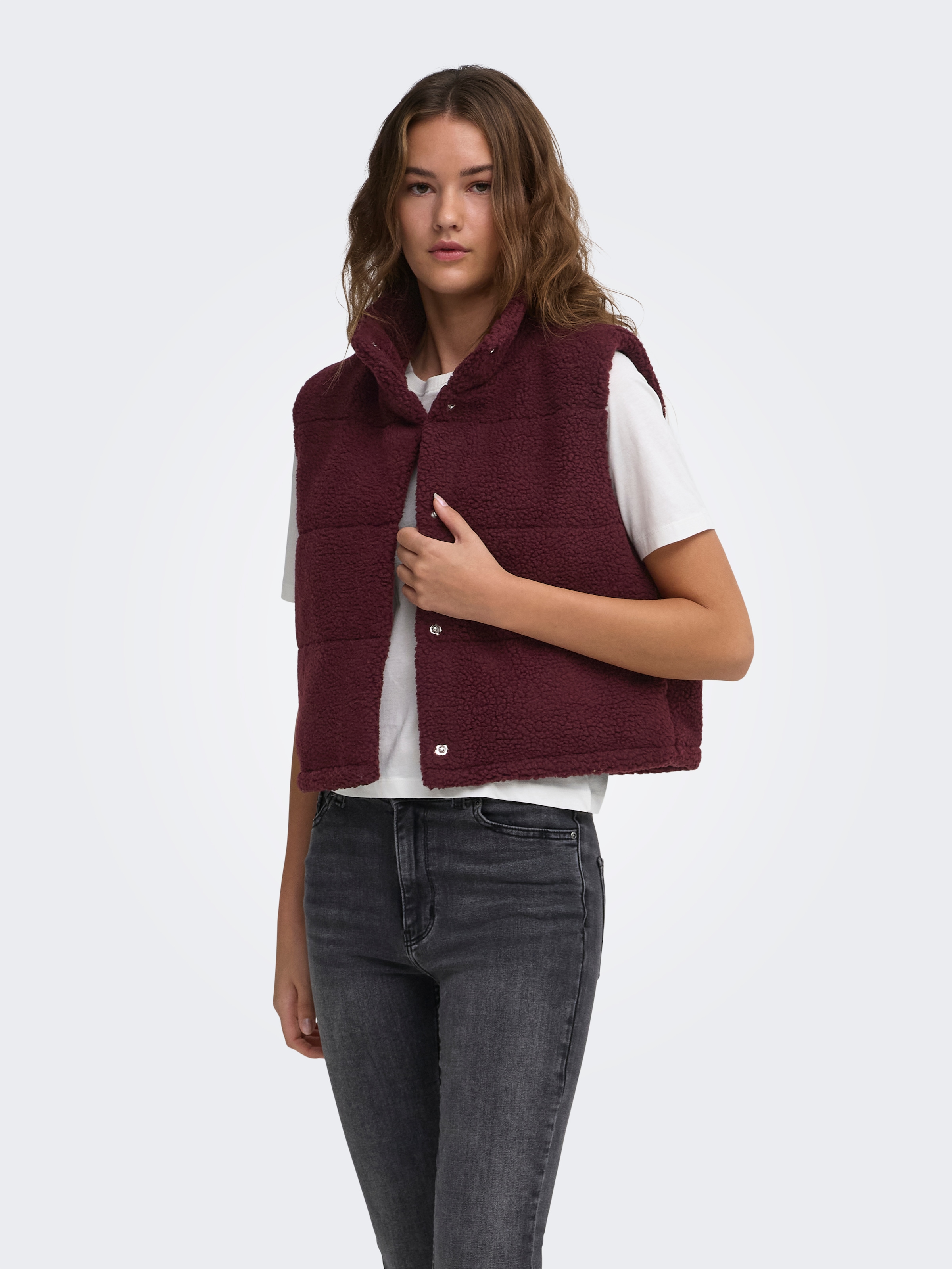 Image of ONLY Plüschweste "ONLSANDRA TEDDY WAISTCOAT LIFE OTW NOOS" Kunstfaser