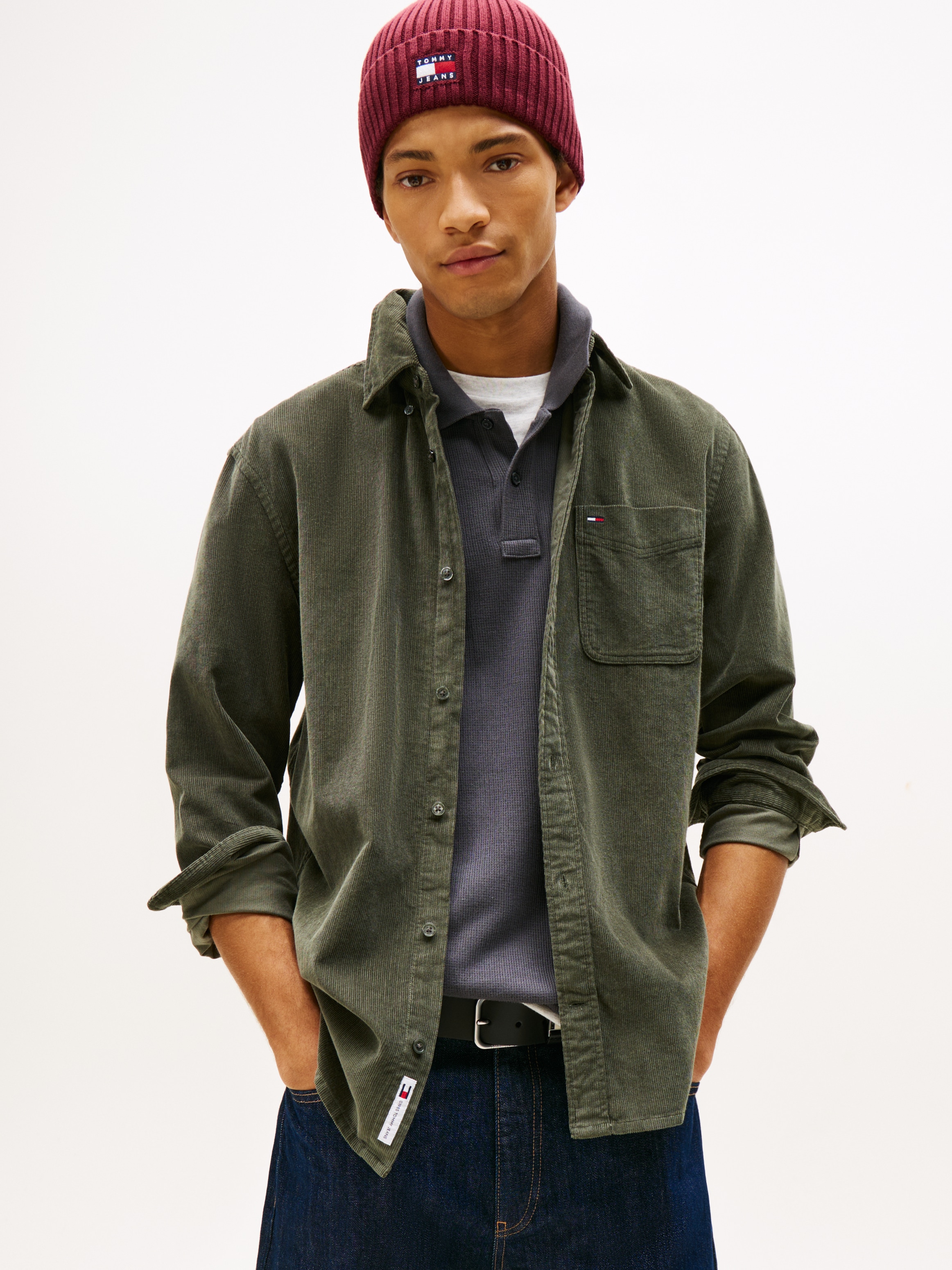 Image of Tommy Jeans Langarmhemd "TJM BABY CORD SHIRT EXT" Cordhemd Regular Fit, Button-down-Kragen