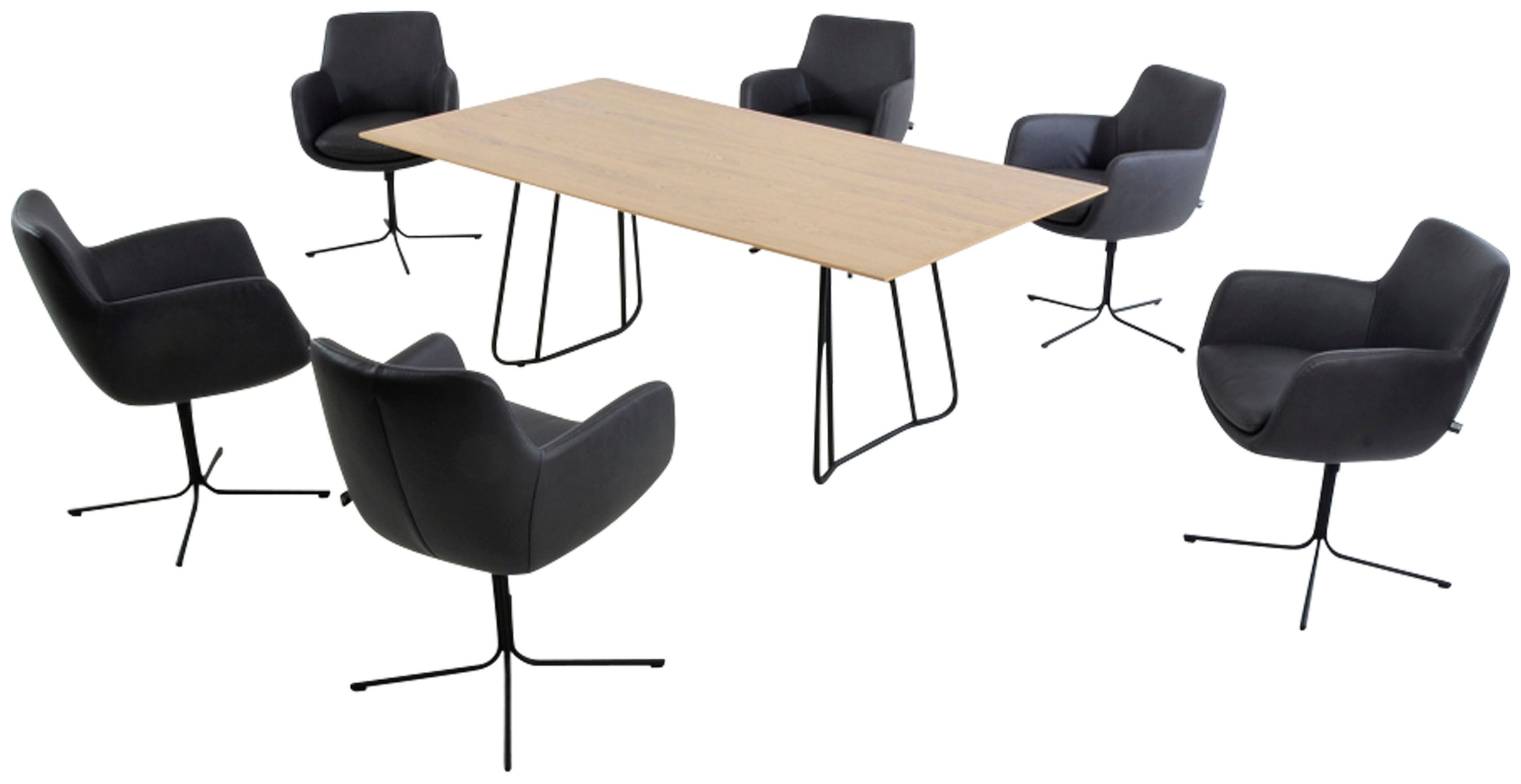 K+W Komfort & Wohnen Esszimmerstuhl "Pego Drehstuhl" () filigranem 4-Fuß-Gestell in schwarz