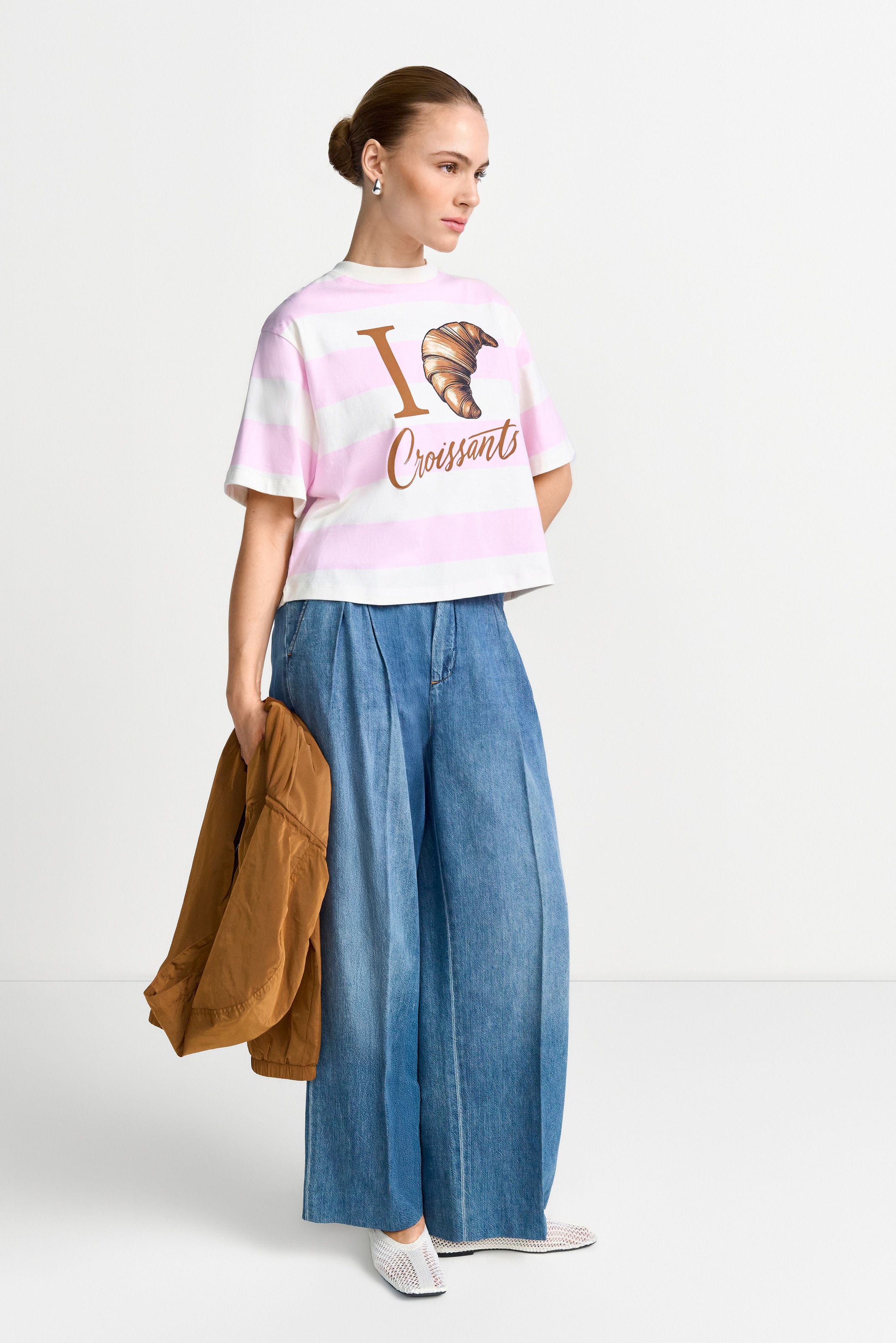 RICHROYAL T-Shirt oversized, croped, grosses Frontmotiv, aus reiner Baumwolle