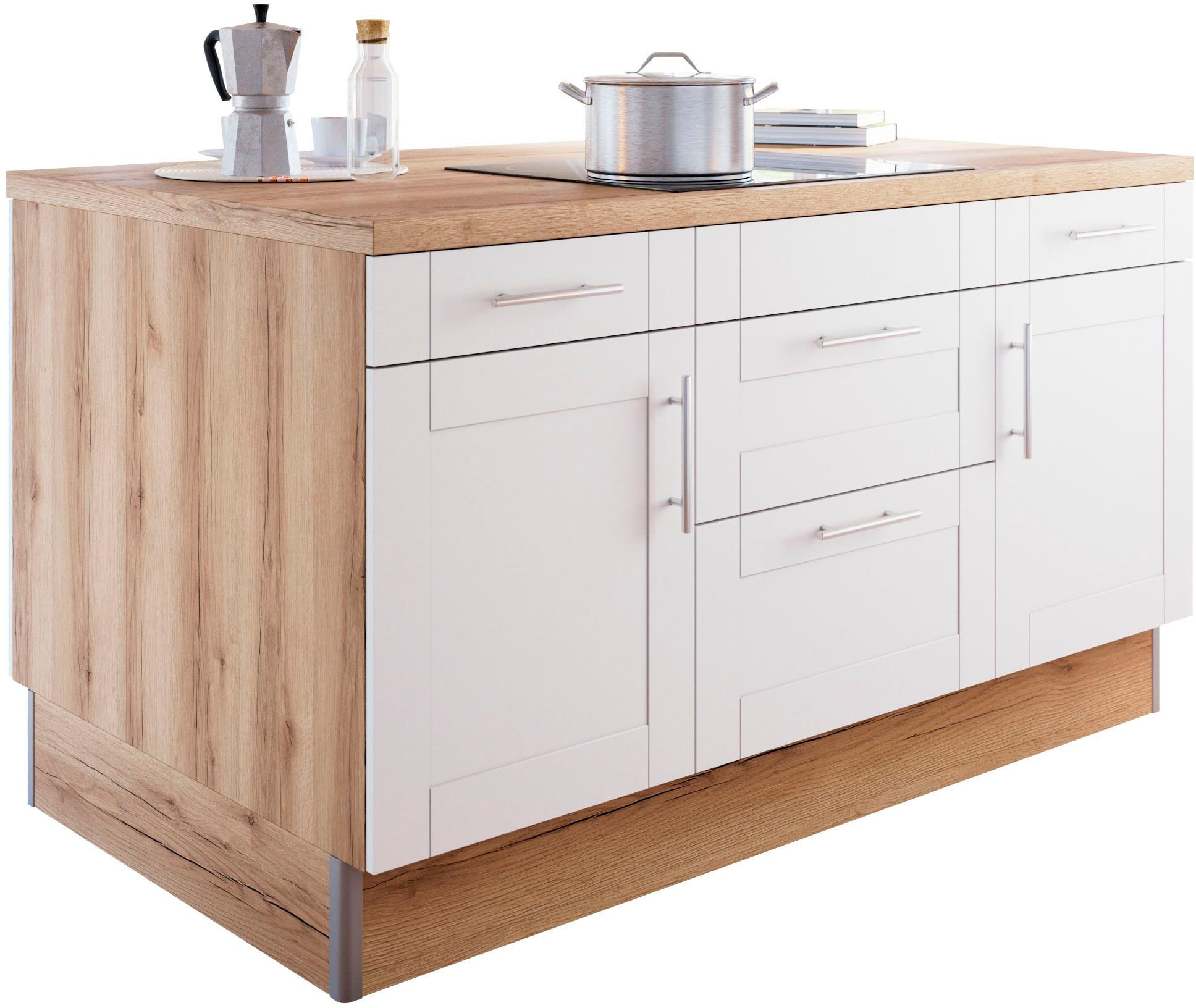 OPTIFIT Kochinsel »Ahus«, Kücheninsel, Breite 160 cm, wahlw. mit E-Gerät, Soft Close Funktion