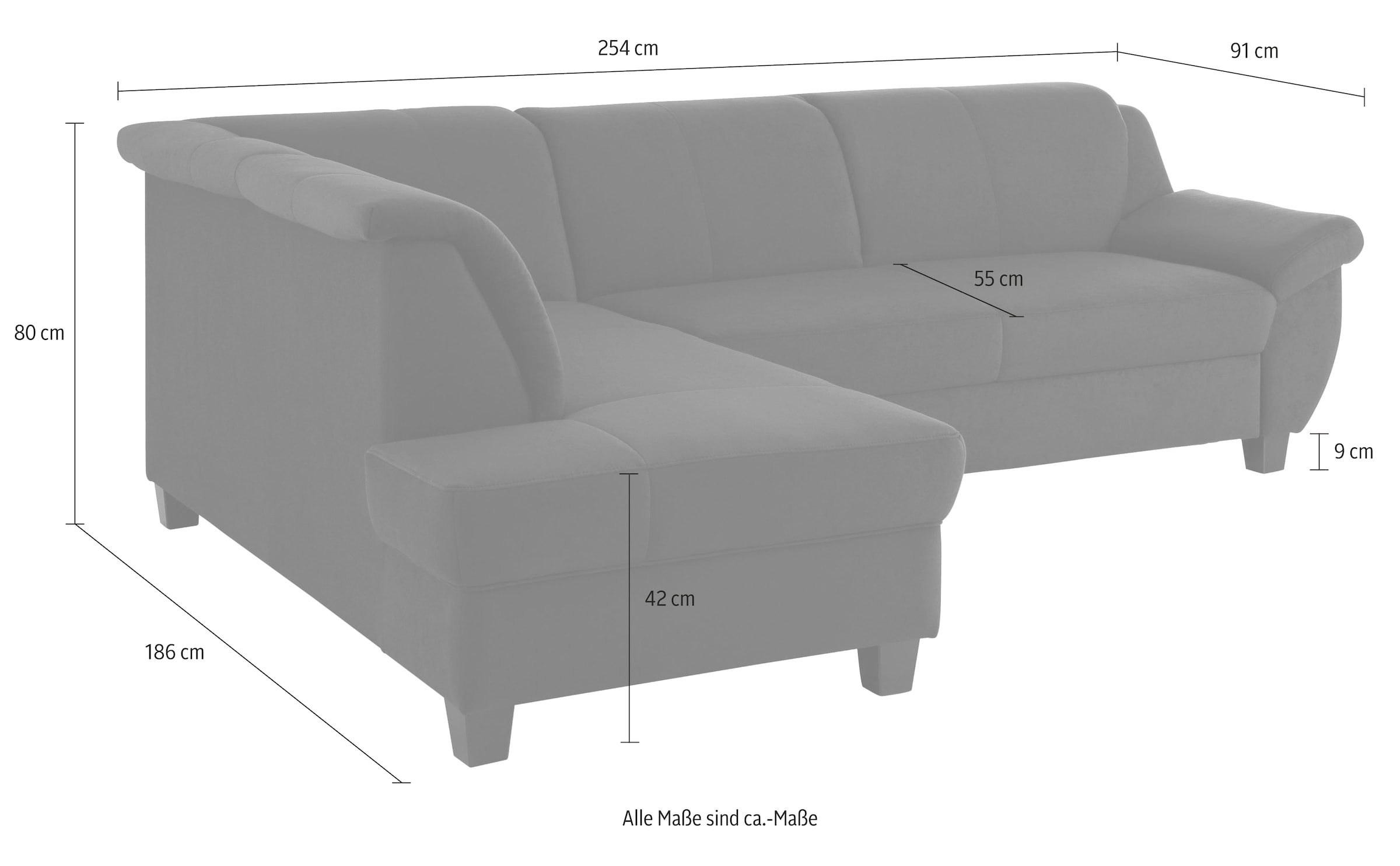Home affaire Ecksofa »Yesterday L-Form, belastbar bis 140kg/ Sitz«, wahlweise mit Bettfunktion, auch in Cord