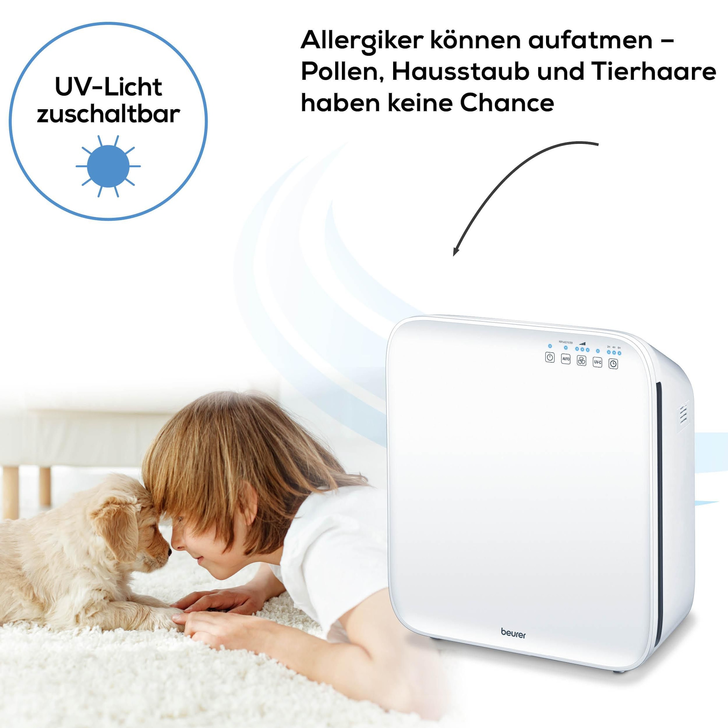 BEURER Luftreiniger »LR 310 mit Vorfilter, Aktivkohlefilter und HEPA Filter«, für 54 m² Räume, Befreit die Luft von Hausstaub, Tierhaaren, Gerüchen, Pollen etc.