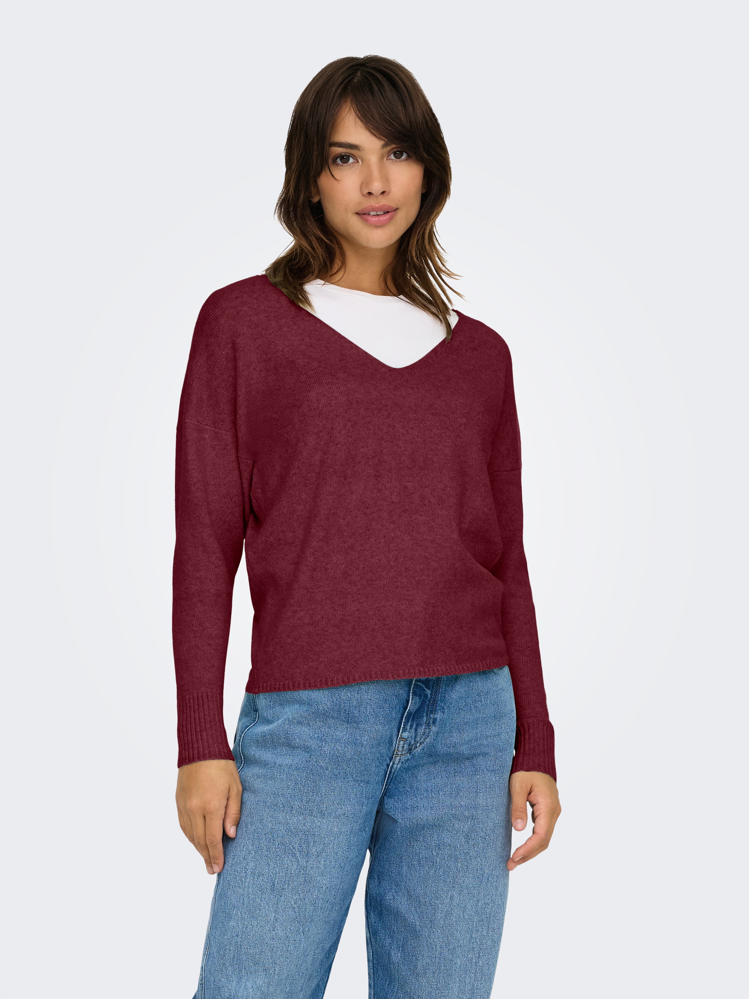 ONLY V-Ausschnitt-Pullover »ONLRICA LIFE L/S V-NECK PULLO KNT NOOS«, mit V-Ausschnitt