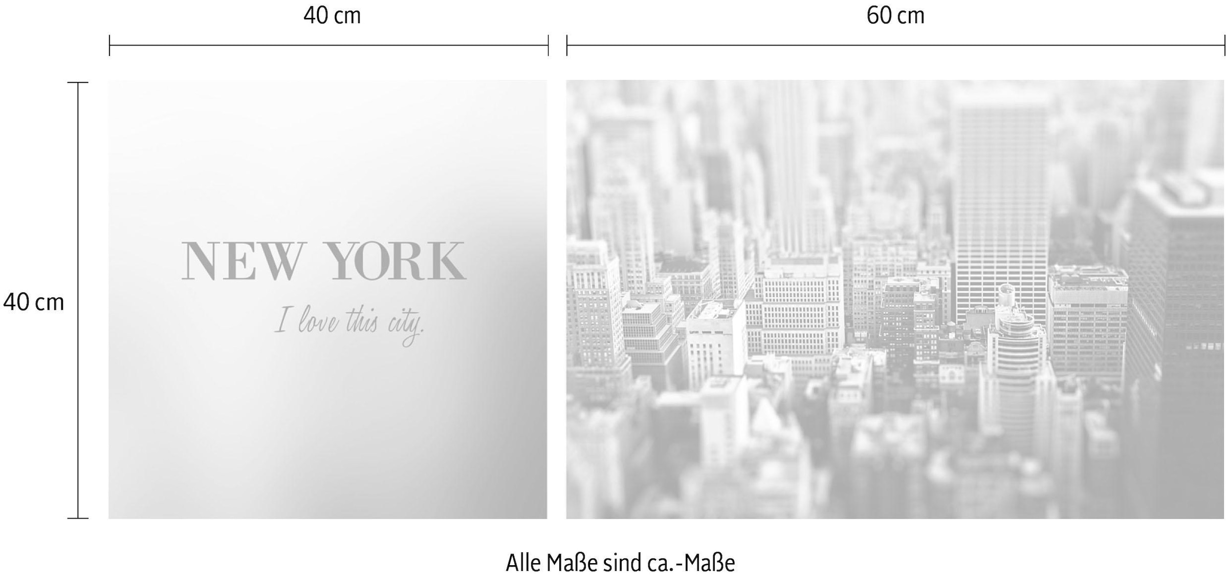 queence Tableau sur toile »New York« Set,  Premium-Leinwandstoff, Handarbeit aus Deutschland, Spruch, 2er Set