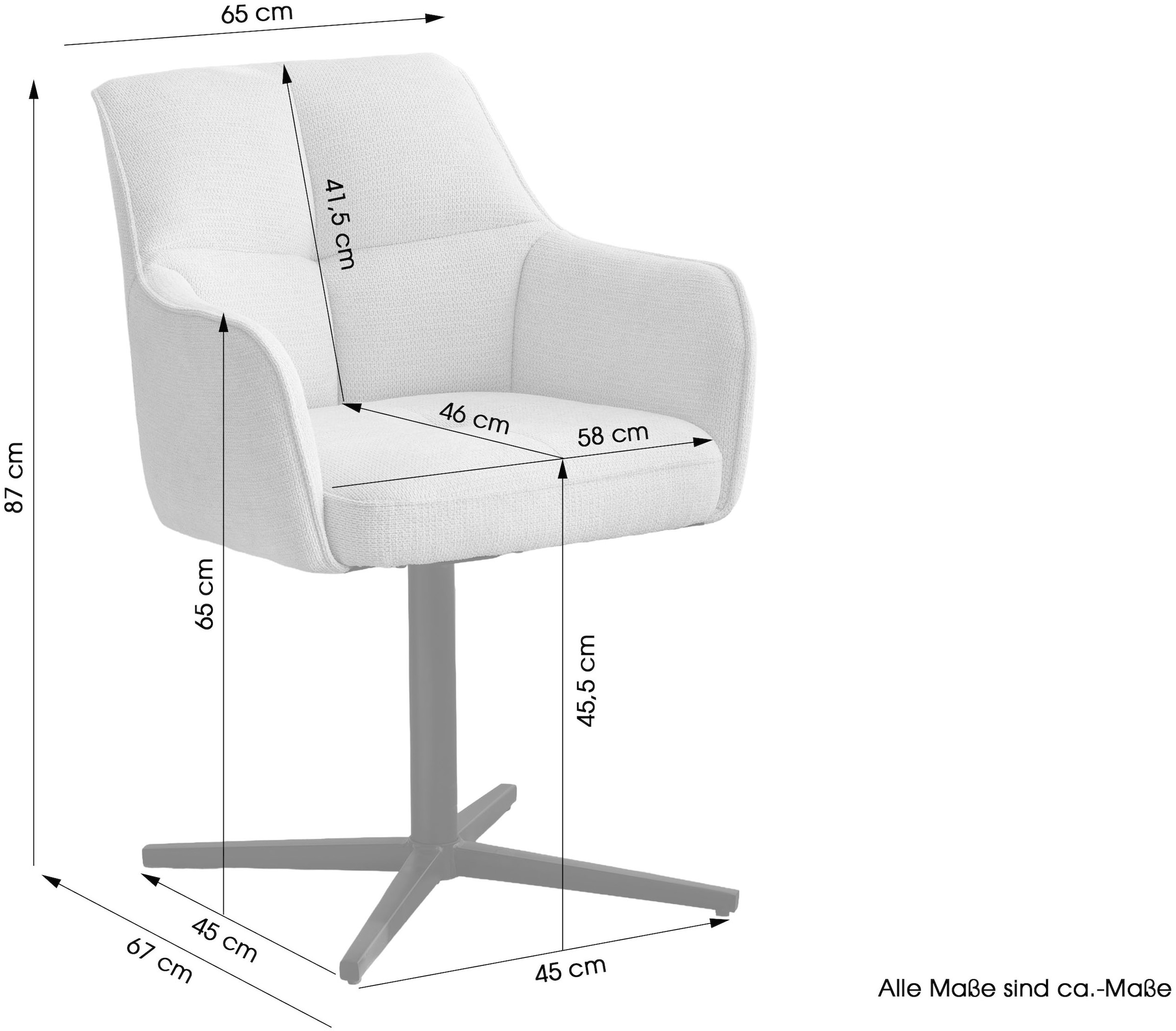 byLIVING Chaise de salle à manger »MEXICO« (Ensemble) 2 cuis360° drehbar, Taschenfederkern, Doppelte Aufpolsterung im Rücken