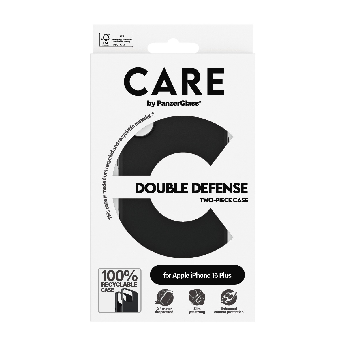 CARE by PanzerGlass Handyhülle »Double Defence Case für Apple iPhone 16 Plus«, Backcover, Schutzhülle, Handyschutzhülle, Case, Schutzcase, stossfest