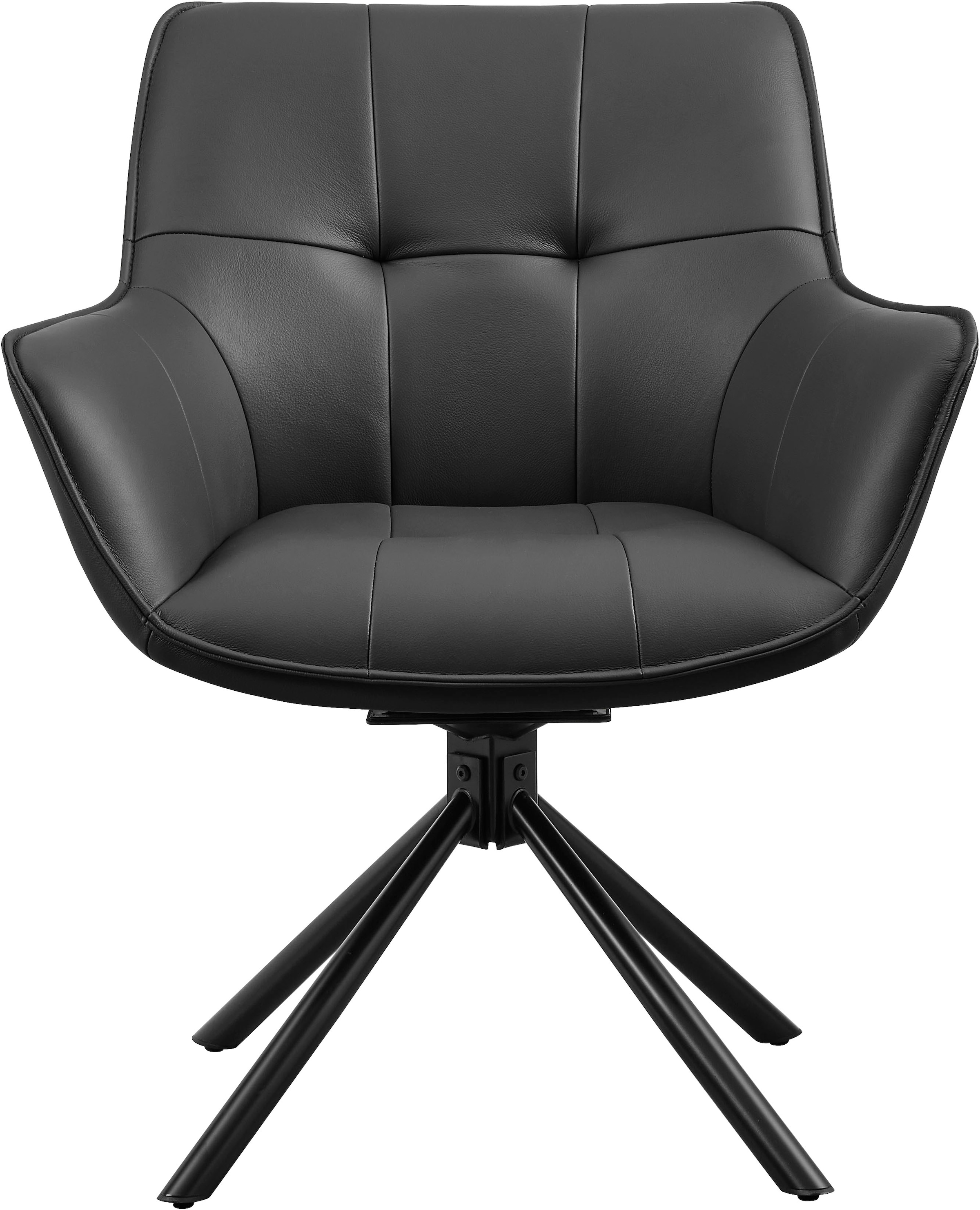 GOODproduct Chaise pivotante »Lika« (Ensemble) 2 cuisechtes Leder, 360° Drehfunktion, Steppnähte, Metallgestell