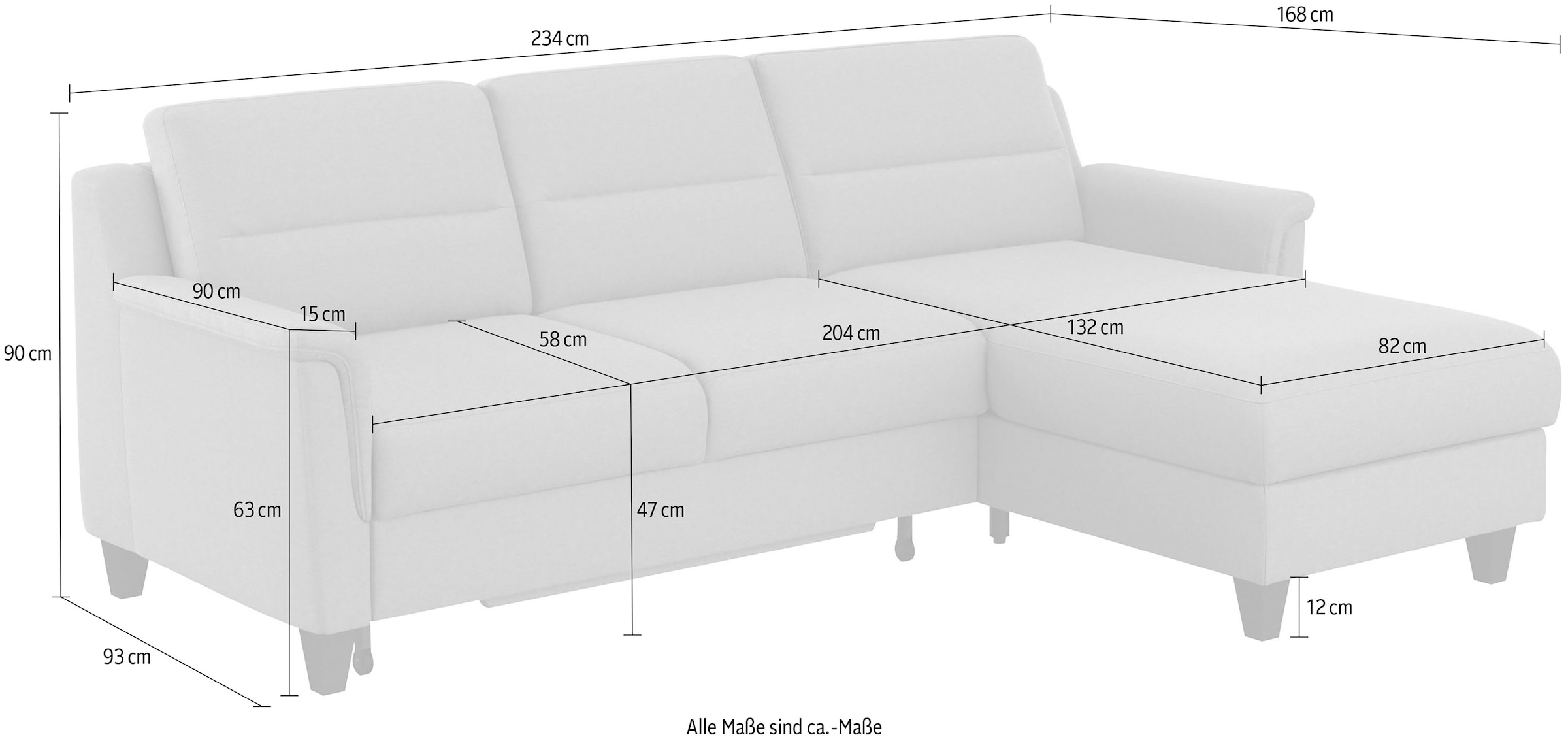 sit&more Ecksofa »Farö L-Form«, inklusive Federkern, wahlweise mit Bettfunktion und Bettkasten