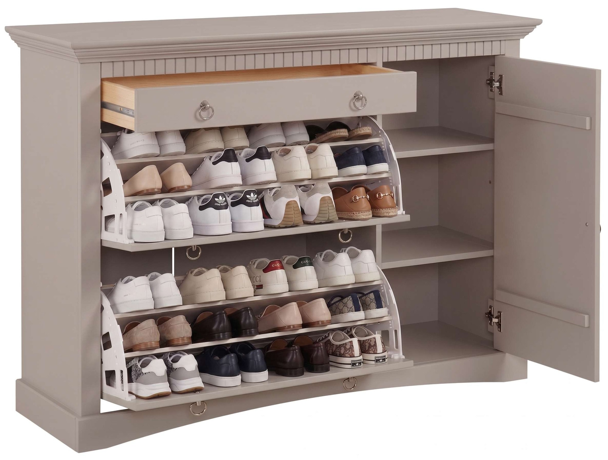 GOODproduct Commode à chaussures »Rustic« ,  en pin massif, largeur 130 cm, pour environ 2 x 12 paires de chaussures