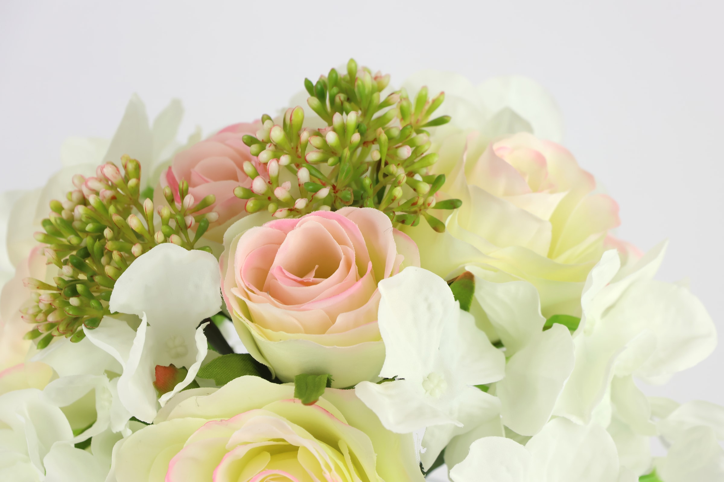 I.GE.A. Kunstblume »Bouquet Rosen Hortensie in Vase«, Rosenstrauss Rose Blumen Dekoblumen Künstlich Blumenstrauss Blumenstrauss