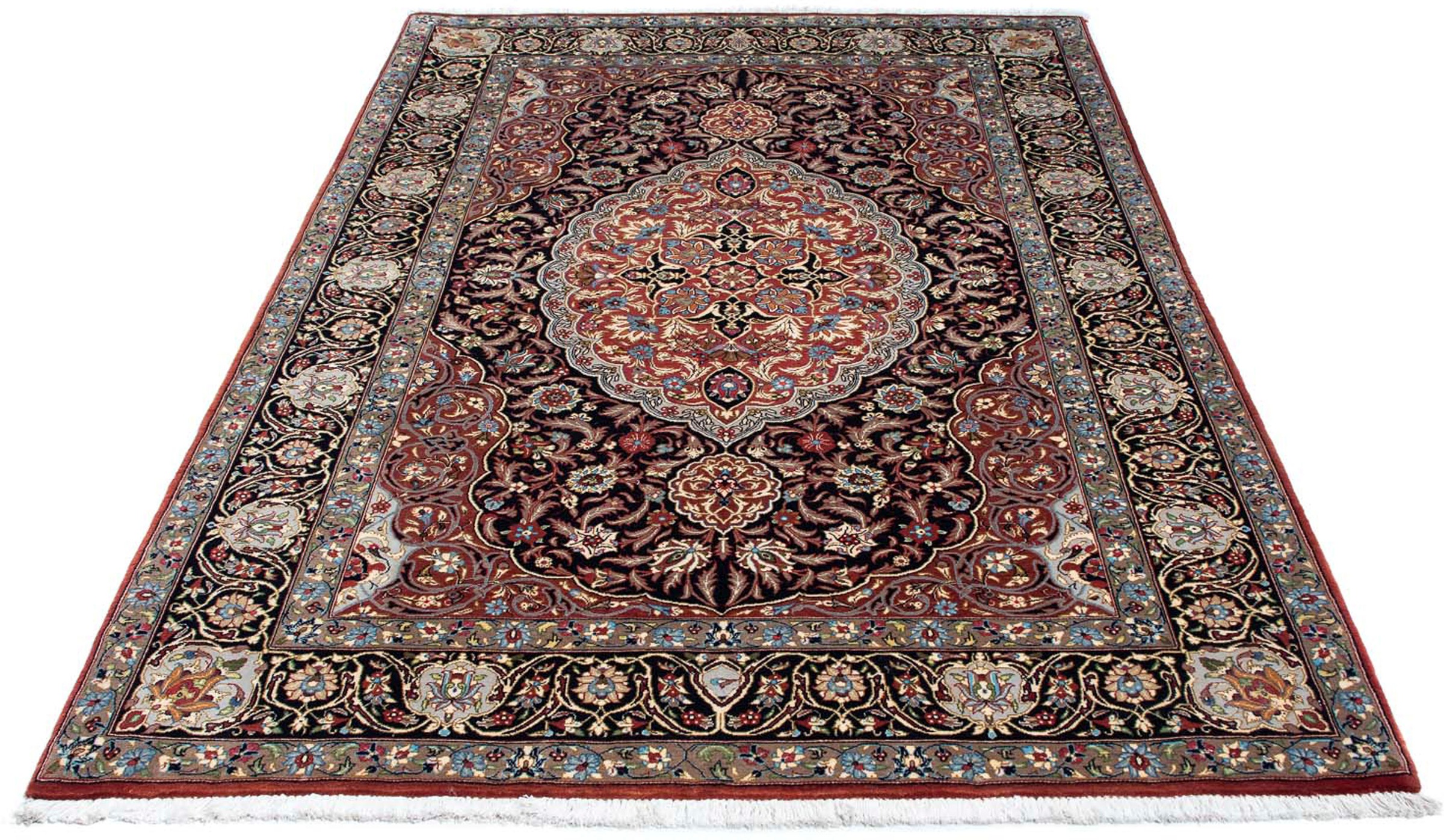 Image of morgenland Orientteppich »Perser - Ghom - 204 x 139 cm - mehrfarbig«, rechteckig, 10 mm Höhe, Wohnzimmer, Handgeknüpft, Einzelstück mit Zertifikat bei Ackermann Versand Schweiz