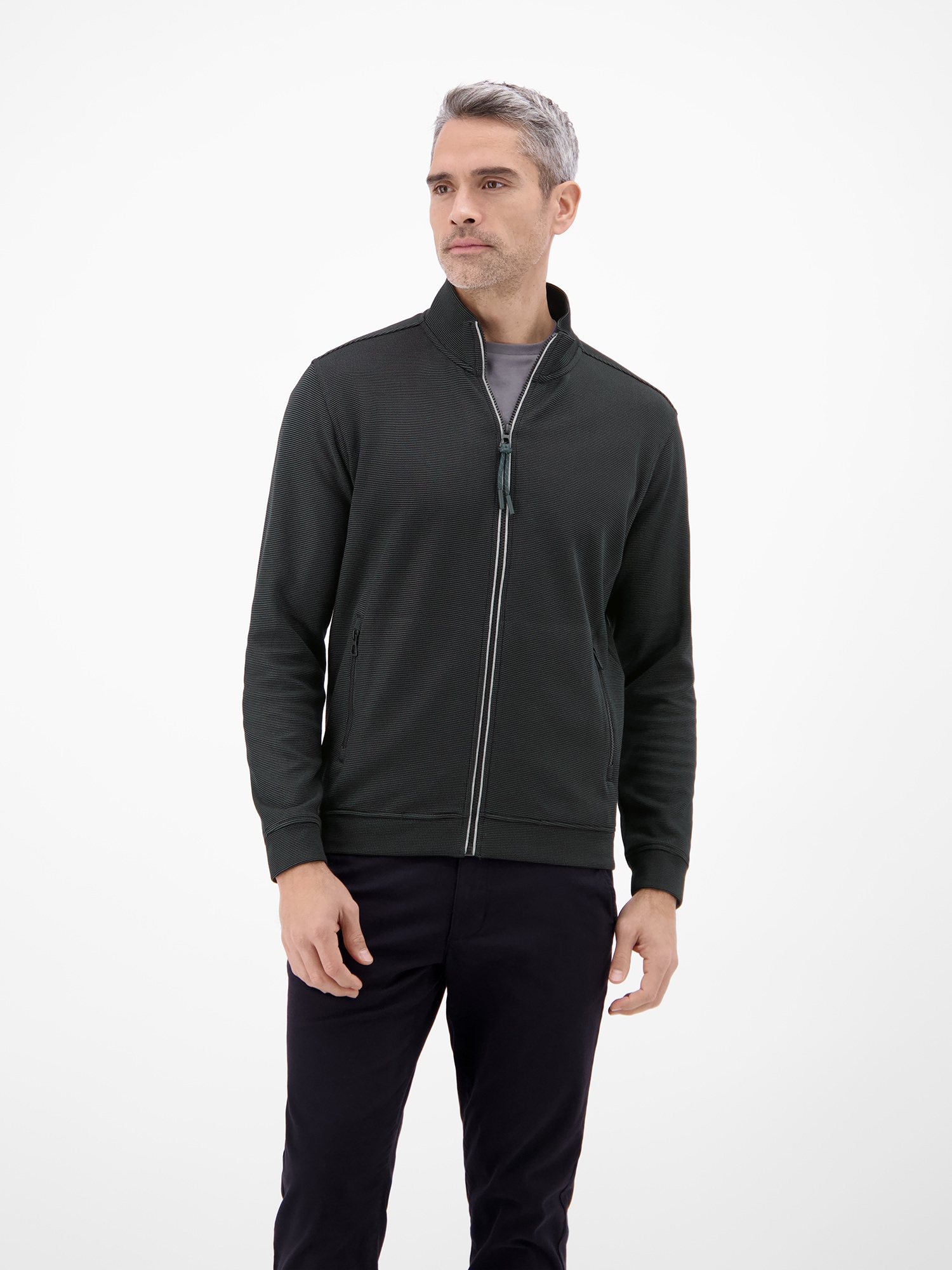LERROS Veste sweat »Sweatjacke aus Baumwollmischgewebe« veste en mélange de coton avec fermeture éclair, col montant et poches latérales