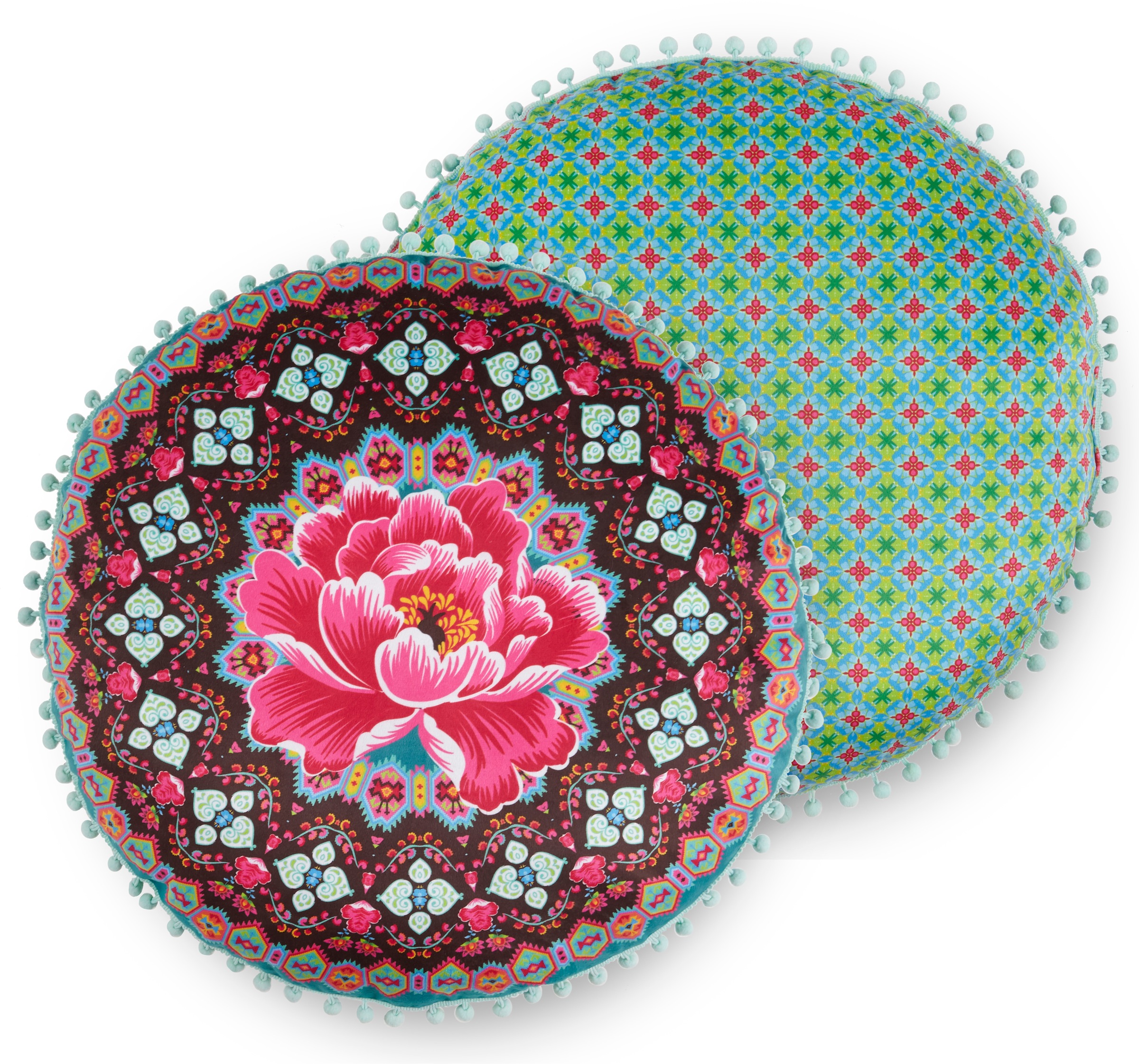 Image of Happiness Dekokissen »Pasha«, (1 St., 1 55 cm rund Dekokissen-mit Pompons), mit Pompons bei Ackermann Versand Schweiz