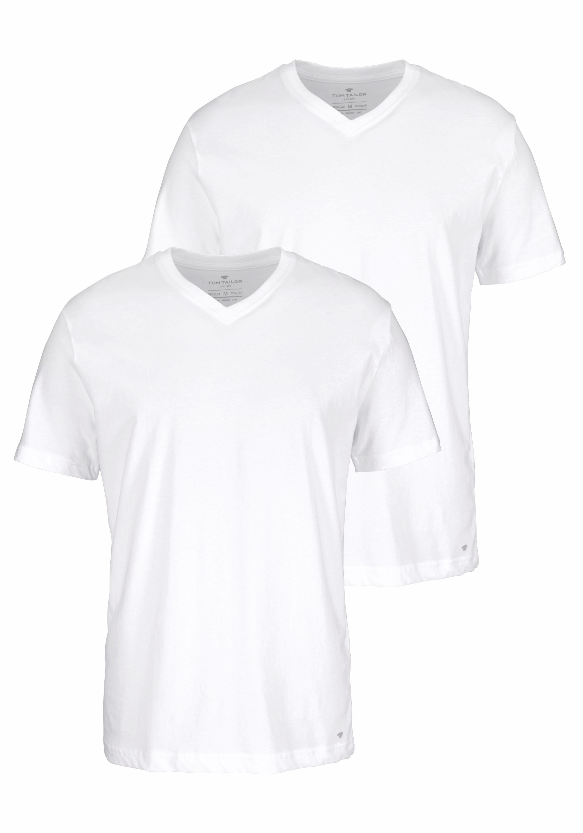 Image of TOM TAILOR T-Shirt, (2er-Pack), mit V-Ausschnitt bei Ackermann Versand Schweiz