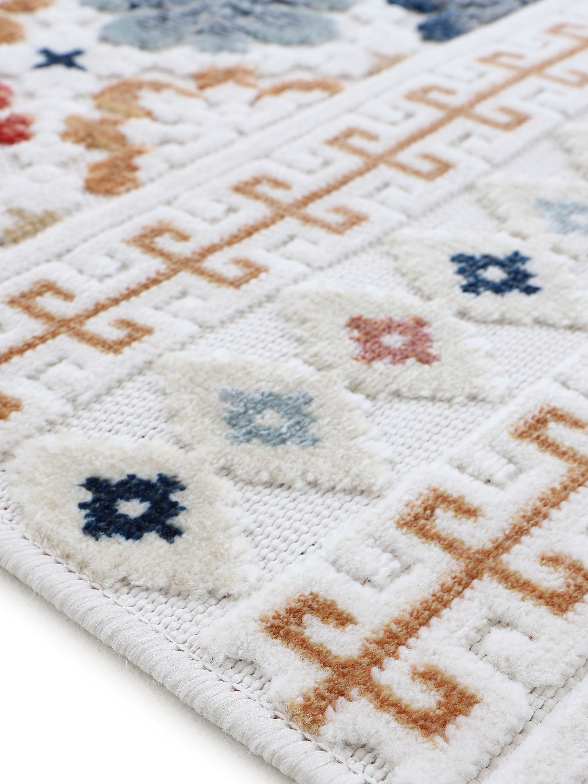 carpetfine Teppich »Deja 103« rechteckig 4 mm Höhe robustes Flachgewebe, Floral, In- und Outdoor, Läufer