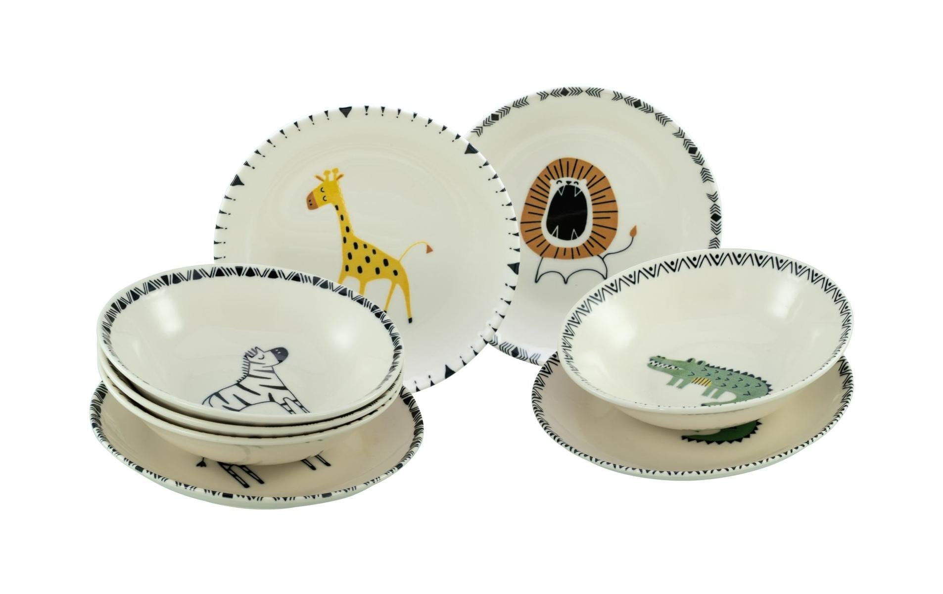 CreaTable Set de vaisselle pour enfants »Safari 8-teilig Steinzeug Bunt«