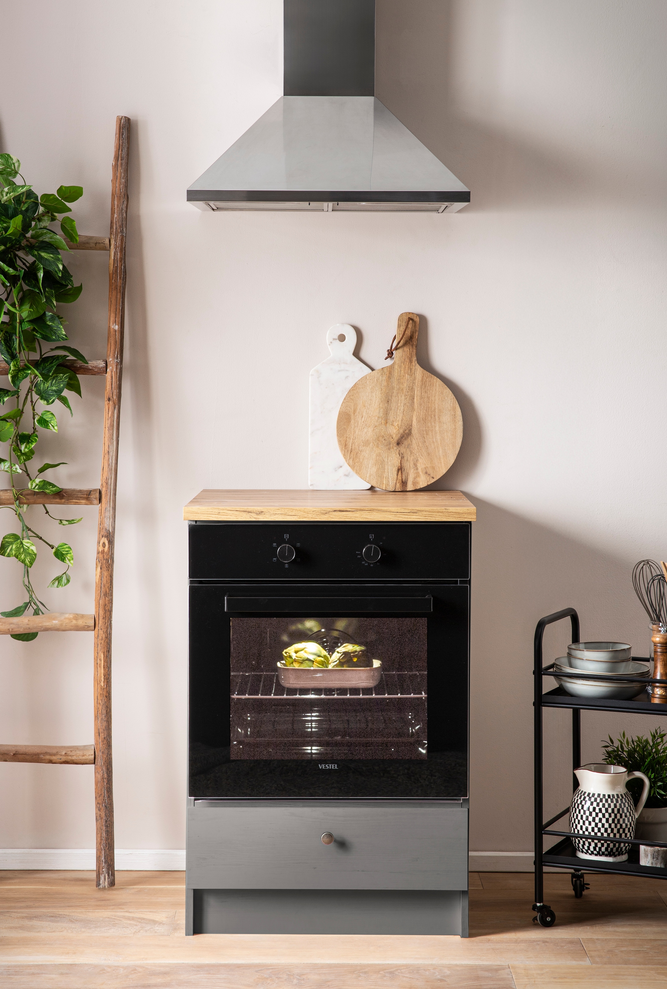 KOCHSTATION Herdumbauschrank »KS-Westminster, Herdumbau, Unterschrank, Ofenschrank, Küchenschrank« Breite 63 cm, Nischenmass B/T/H 56,8/62,5/58,8 cm, mit 1 Schubkasten