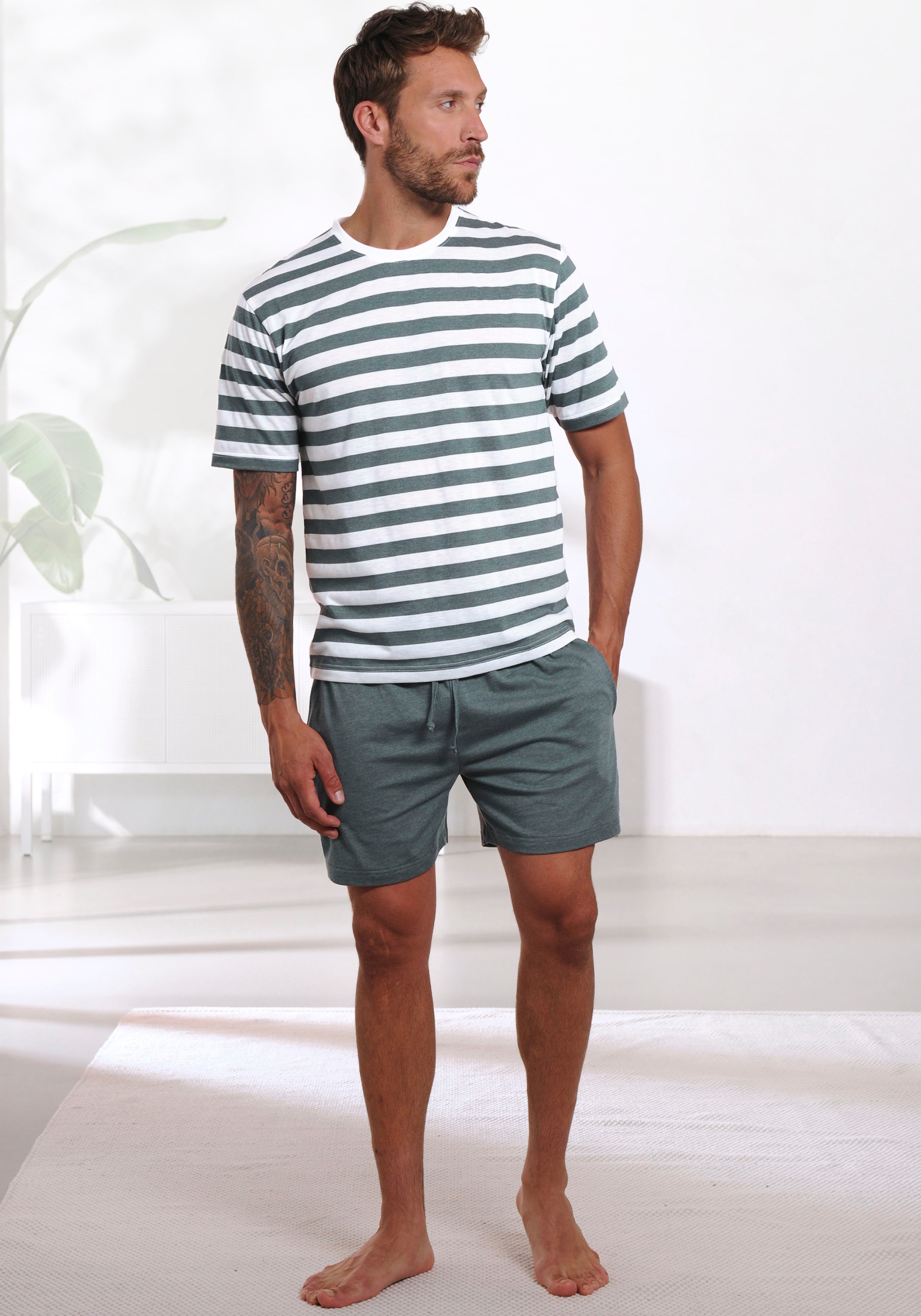 H.I.S Pyjama 1 pièce, 2 pièces pyjama en mélange de coton