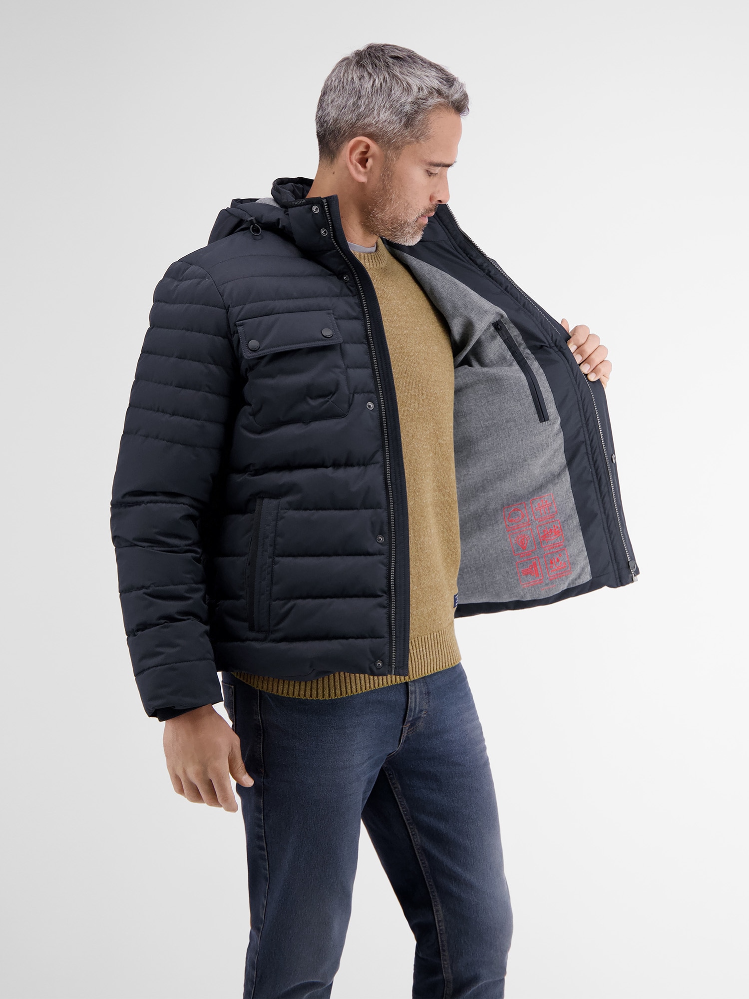 LERROS Veste d'hiver »LERROS Steppjacke mit abnehmbarer Kapuze« mit Kapuze