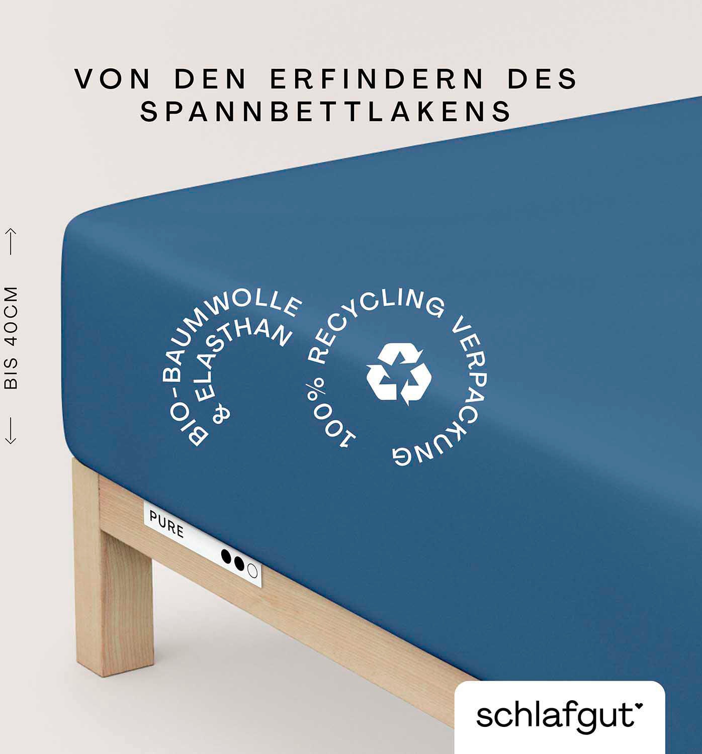 Schlafgut Spannbettlaken »PURE BOXSPRING in Gr. 90x200, 140x200 oder 180x200, für Boxspringbett«, aus Bio-Baumwolle, für Matratzen bis 40 cm Höhe, Bettlaken