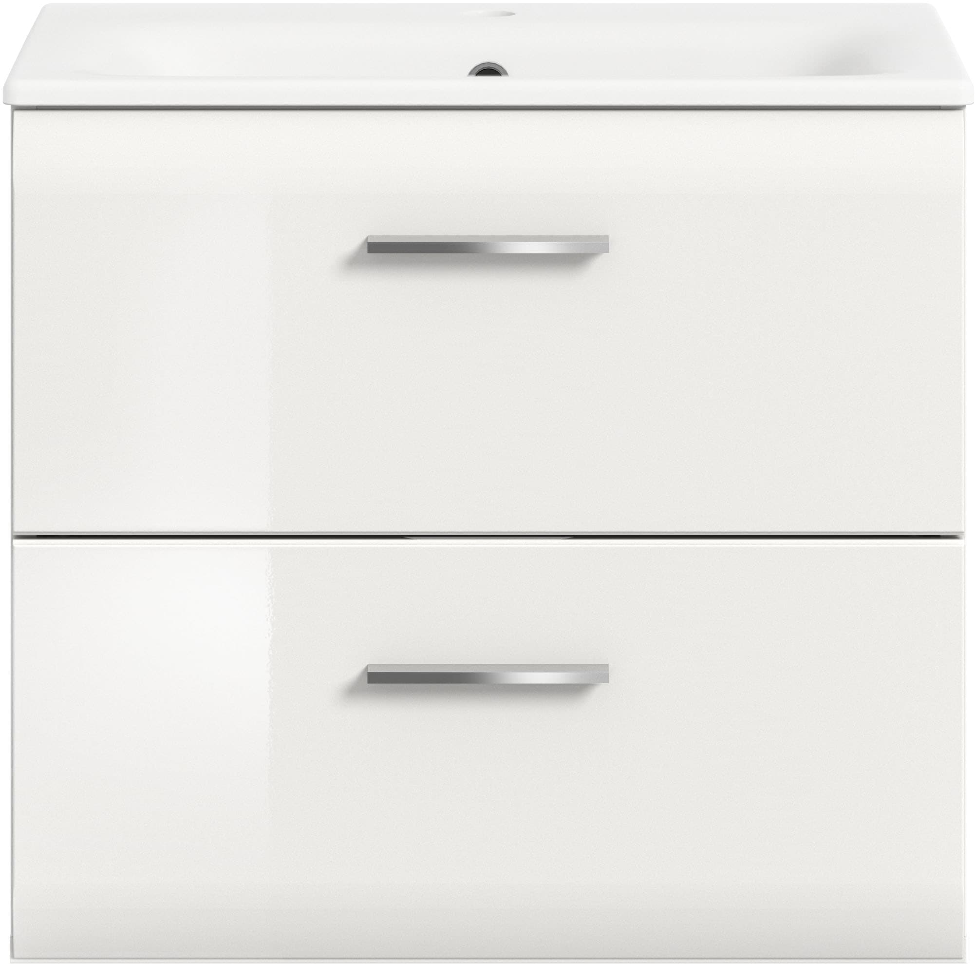 INOSIGN Armoire sous lavabo 2 cuis tlg. Florenz, Waschtisch inkl. Waschbecken, Weiss Hochglanz Tiefzieh