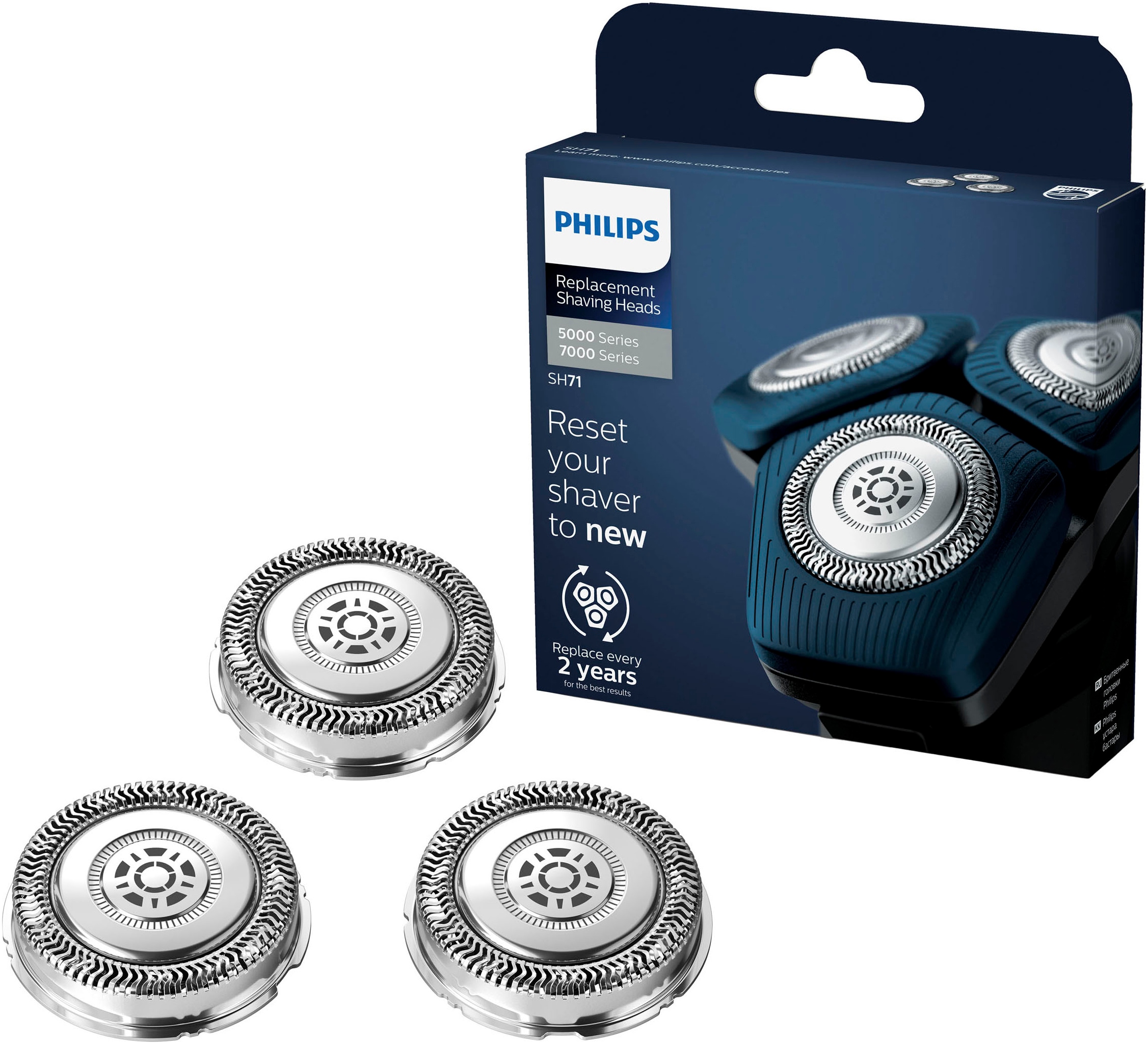 Image of Philips Ersatzscherköpfe "SH71/50" kompatibel mit Series 7000 und abgewinkelten Modellen der Series 5000