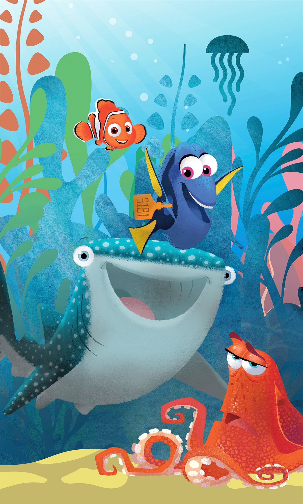 Image of Komar Vliestapete "Digitaldruck Vlies - Finding Dory Aquarell - Grösse 150 x 250 cm" bedruckt glatt Kinderzimmer