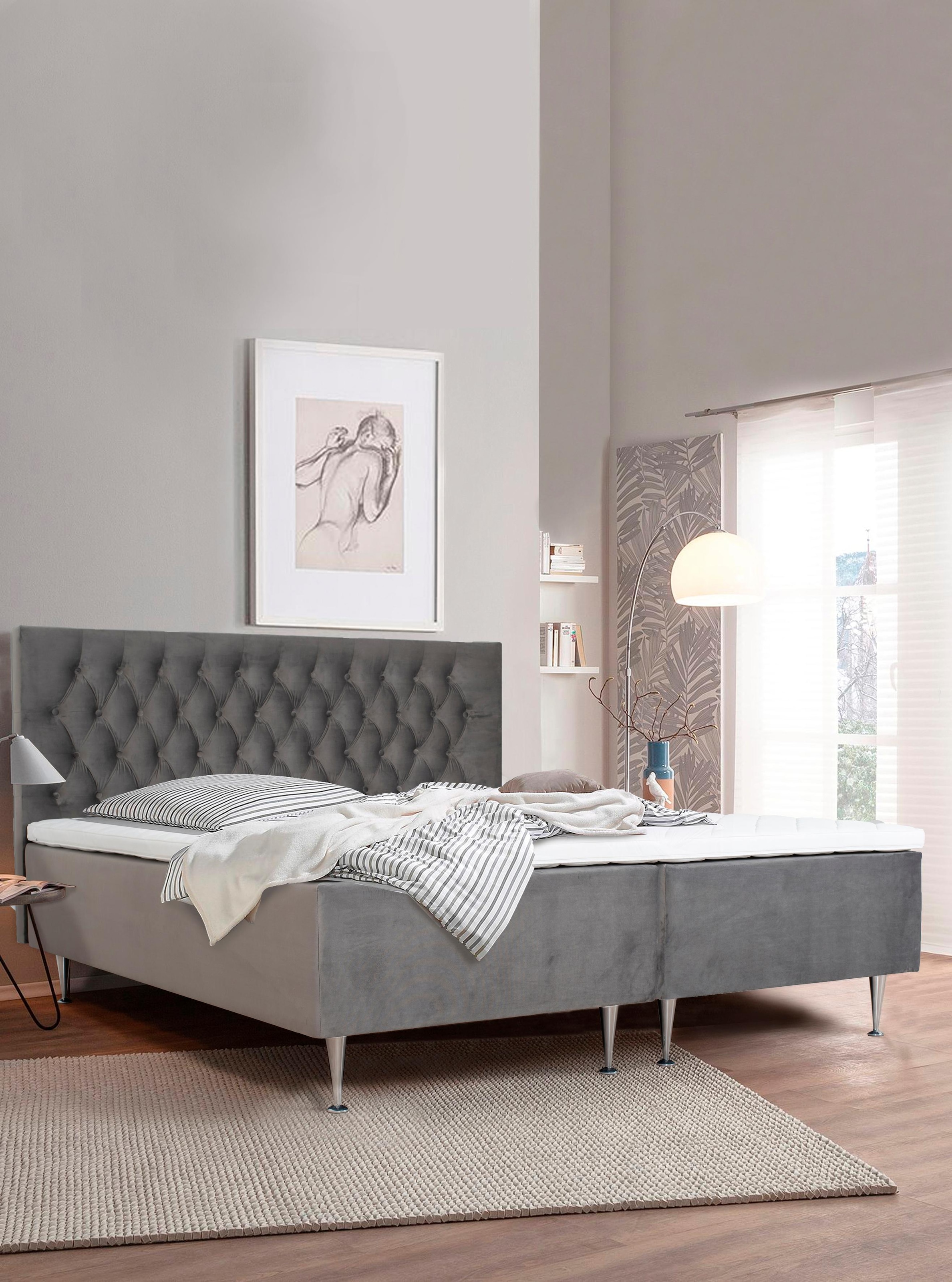 Places of Style Boxspringbett »Exclusive«, inkl. Topper, 3 Breiten, 3 Härtegrad-Ausführungen