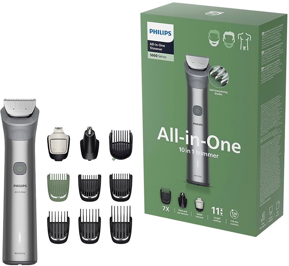 Image of Philips Multifunktionstrimmer "Series 5000 MG5921/15" 10 Aufsätze 10-in-1-Trimmer für Gesicht, Körper und Kopfhaare