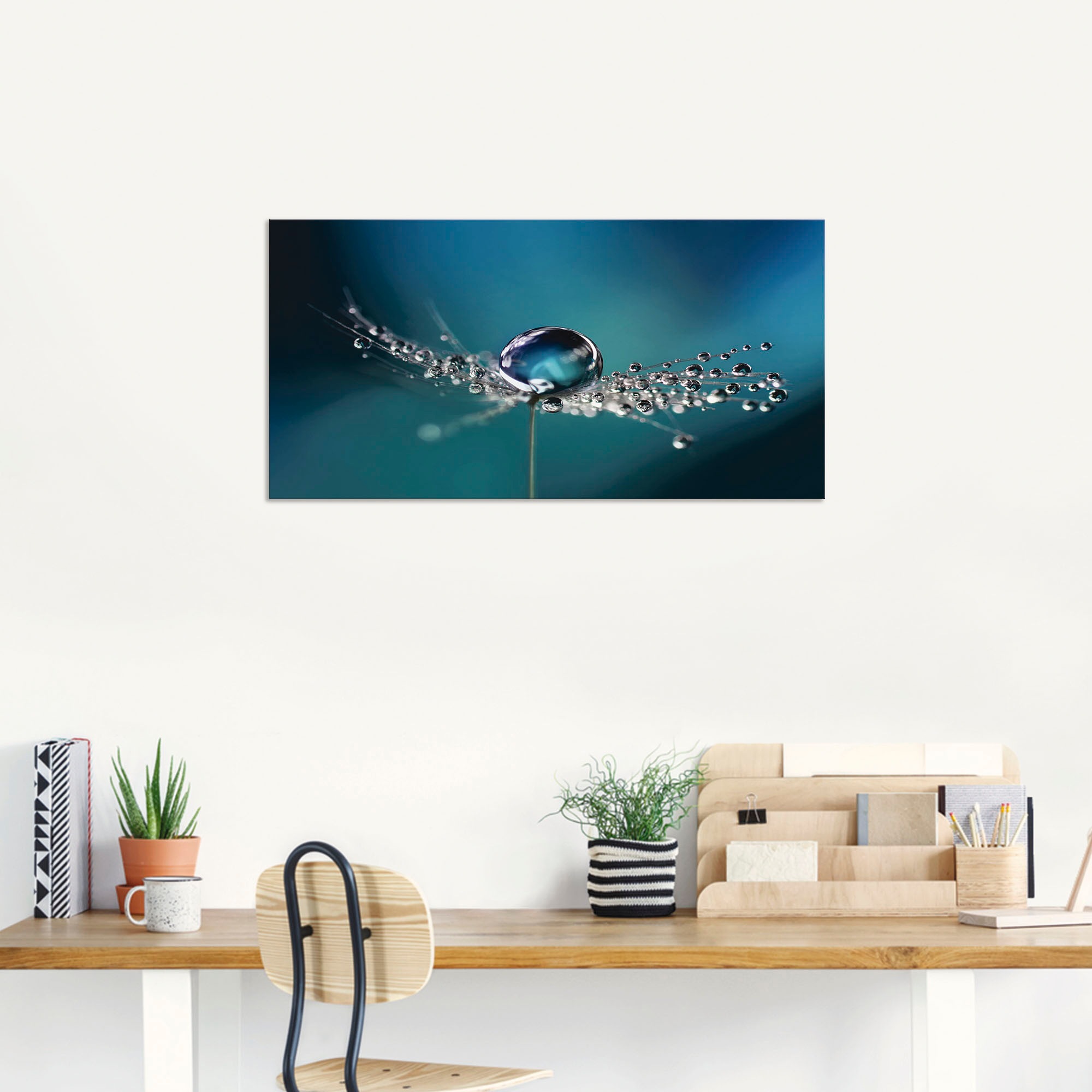 Artland Wandbild »Pusteblume Tautropfen blau«, Blumenbilder, (1 St.), als Alubild, Outdoorbild, Leinwandbild in verschied. Grössen