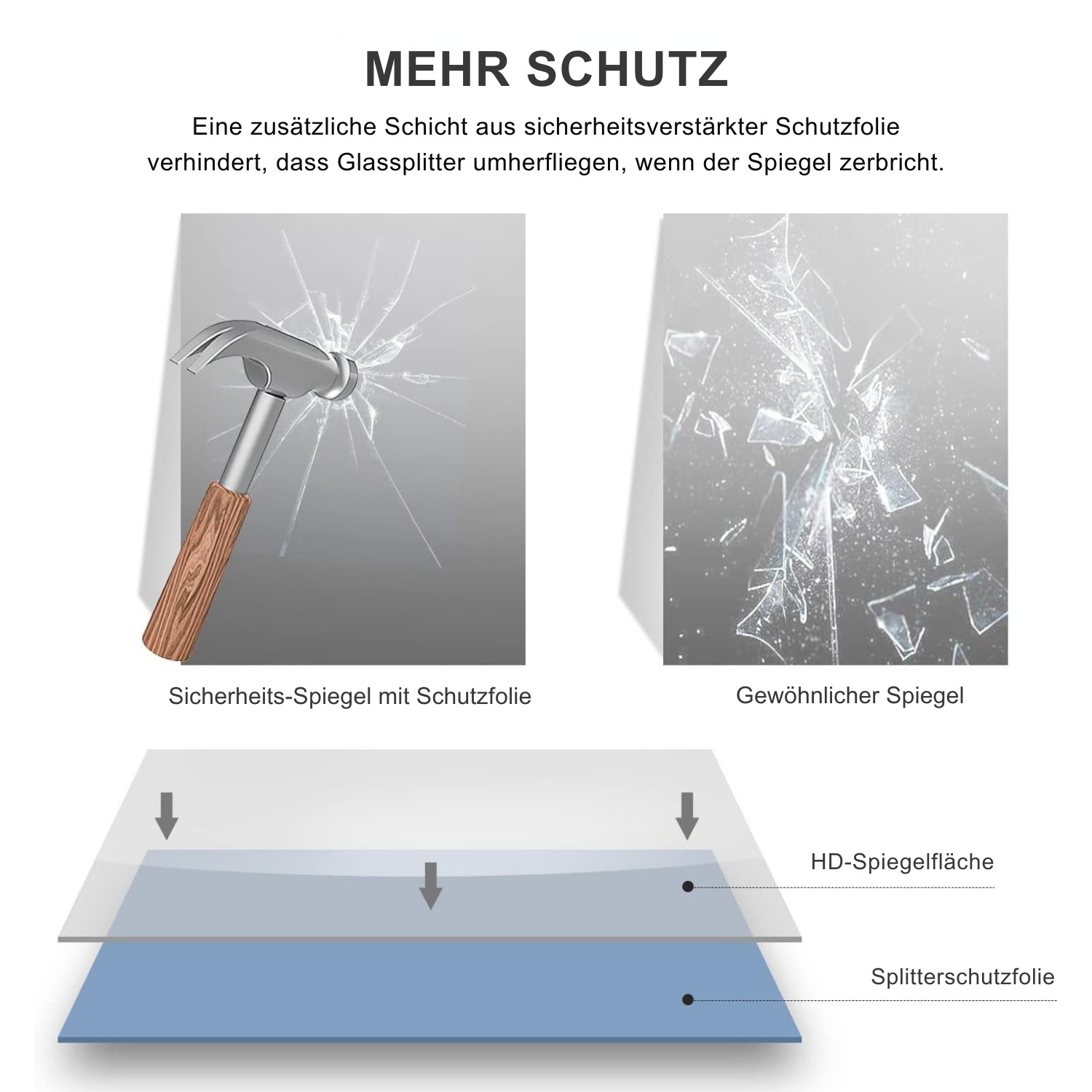 Loevschall Wandspiegel »Rechteckige Spiegel mit schwarzem Alurahmen, wendbar, einfache Montage« Spiegel für Schlafzimmer, Wohnzimmer, Garderobe, Flur und Badezimmer