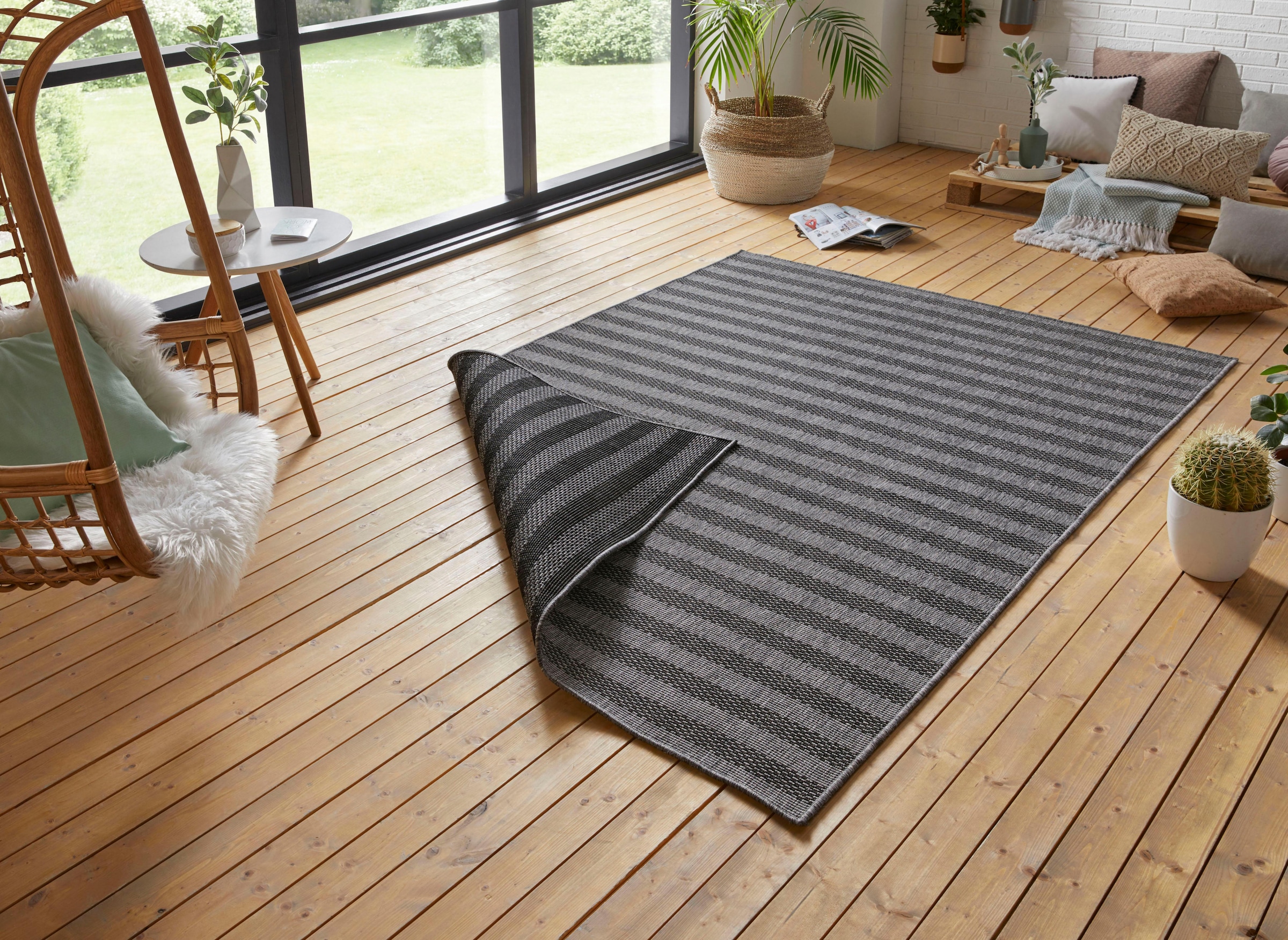 freundin Home Collection Teppich »Delilia«, rechteckig, 5 mm Höhe, In-& Outdoor, Wetterfest, Balkon, Garten, Wohnzimmer, Wasserfest