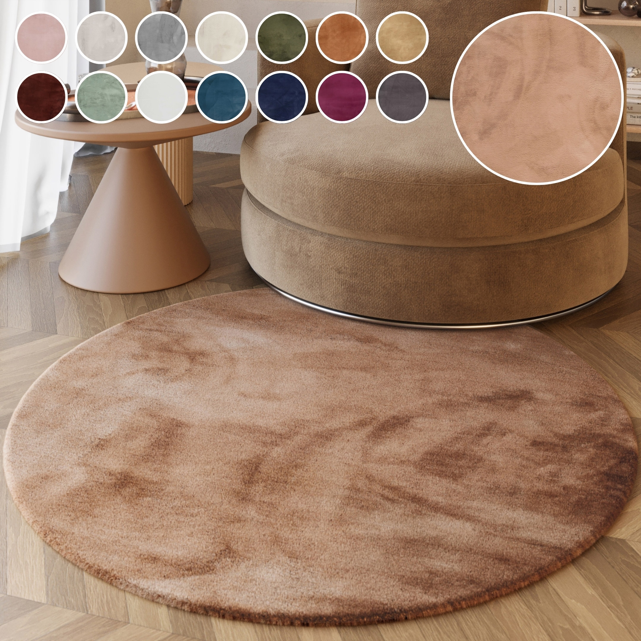Image of Esprit Hochflor-Teppich "Alice ESP-4377 Kunstfell" rund 25 mm Höhe Kaninchenfell-Haptik, besonders weich und dicht, für alle Räume