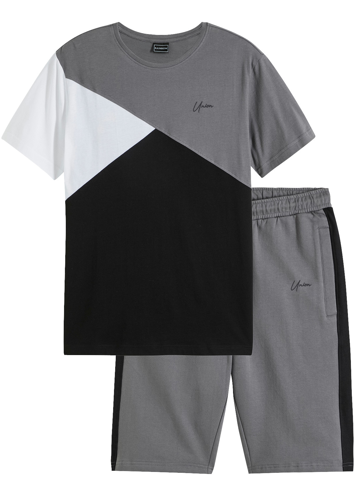 Image of bonprix T-Shirt Set, 2er, aus reiner Baumwolle, im 2er-Set, mit Sweat-Bermuda, regular fit