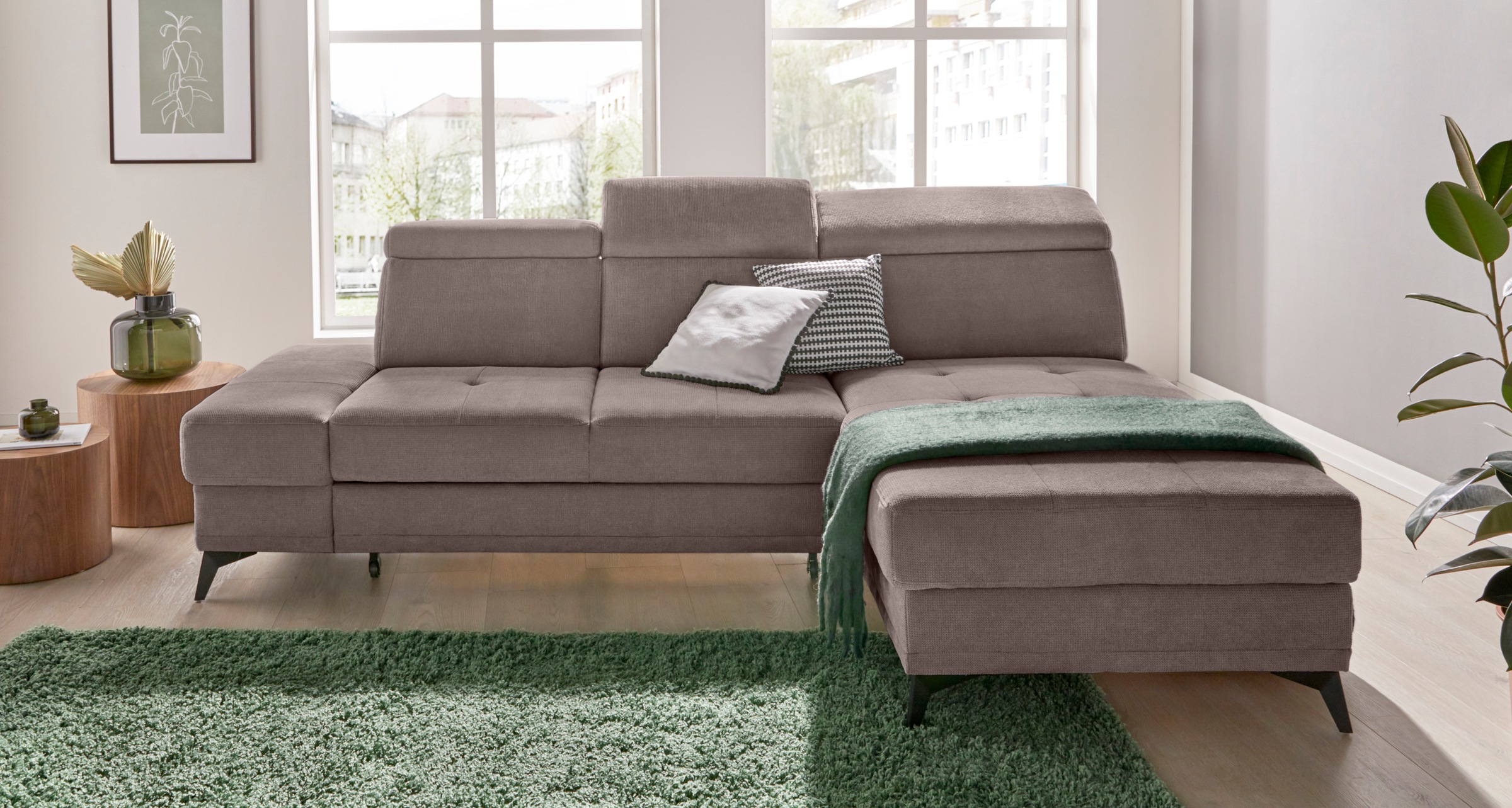 INOSIGN Ecksofa »Cardiz L-Form«, inkl.Kopfteilverstellung und Federkern wahlweise mit Bettfunktion