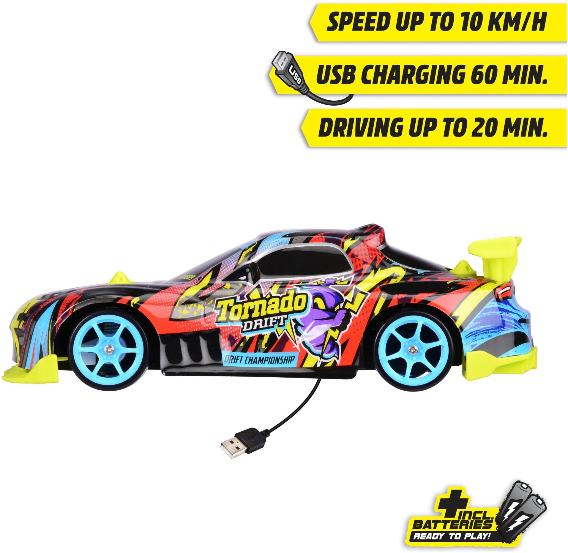 Dickie Toys RC-Auto »RC Tornado Drift, 2,4 GHz«, mit Beleuchtung und Allradantrieb