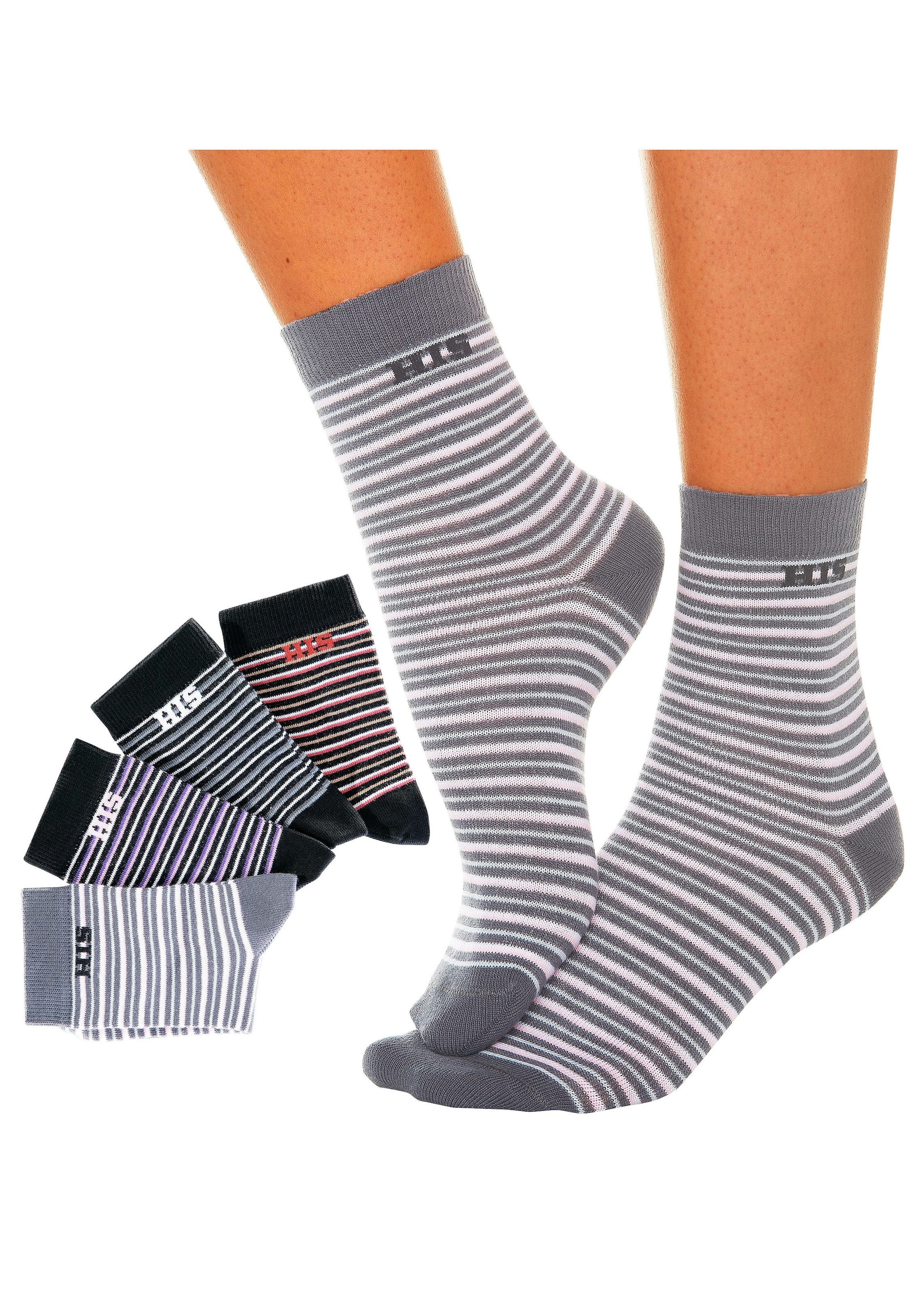 H.I.S 4 Paar), Basicsocken, eingestricktem auf mit (Set, versandkostenfrei Markenlogo