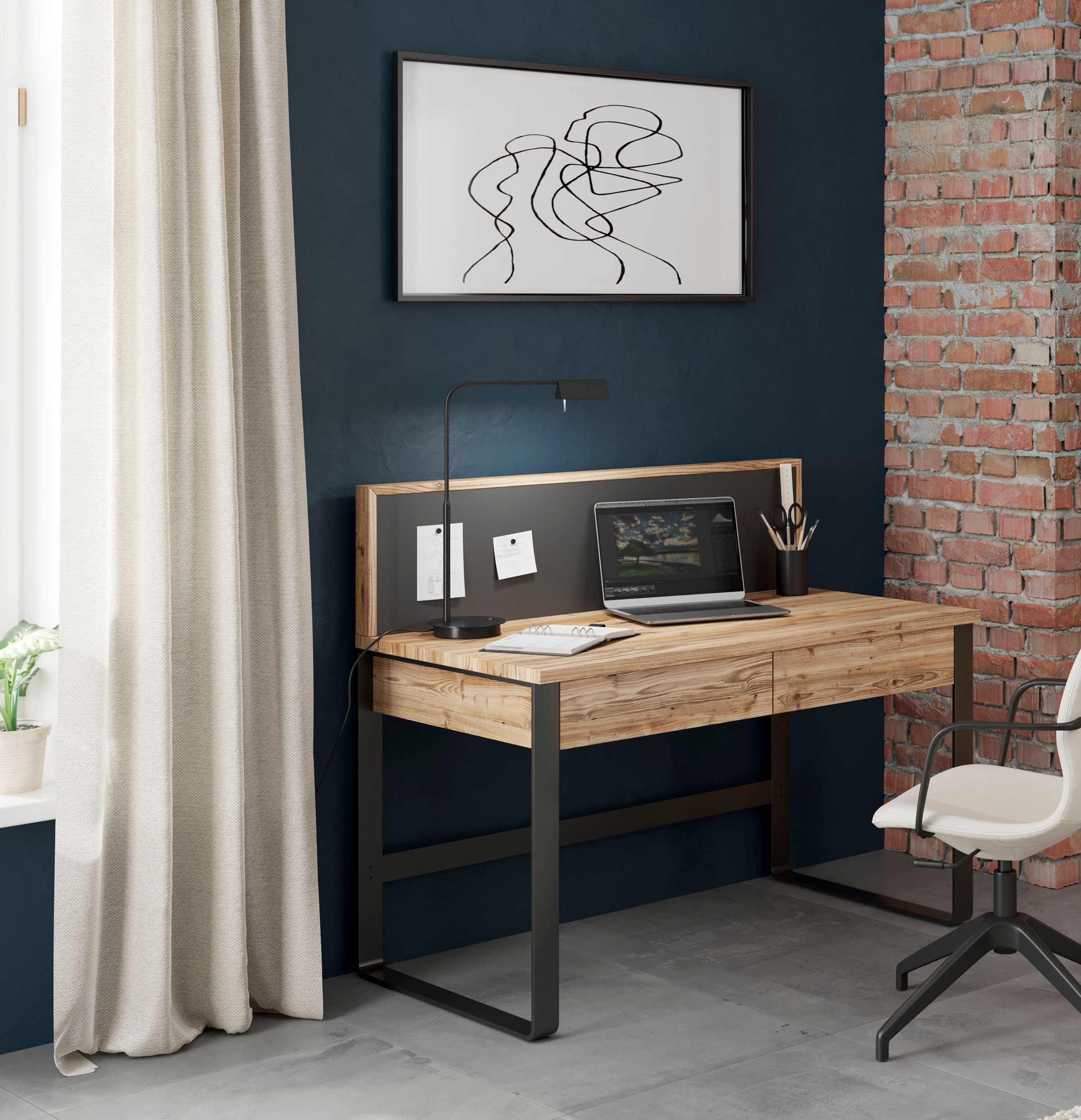 Image of Home affaire Schreibtisch »IMST«, aus Massivholz mit Magnet_Paneel bei Ackermann Versand Schweiz